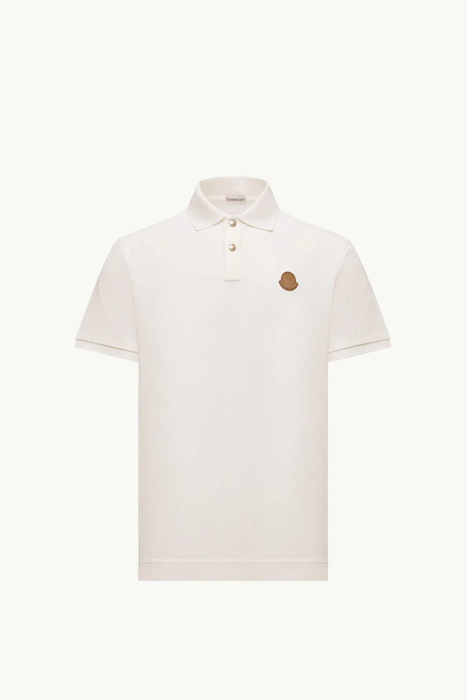 Moncler Logo Patch Cotton Piquet Polo Shirt White White
