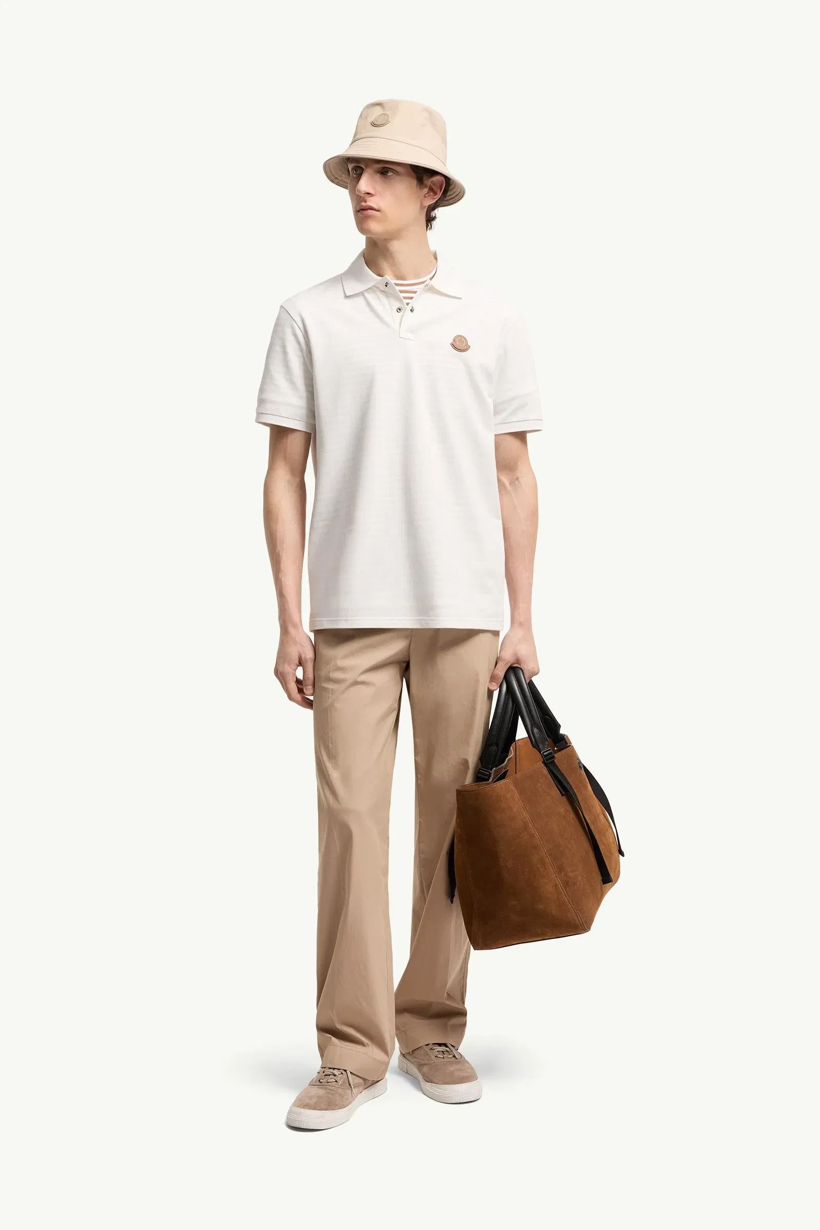 Moncler Logo Patch Cotton Piquet Polo Shirt White White