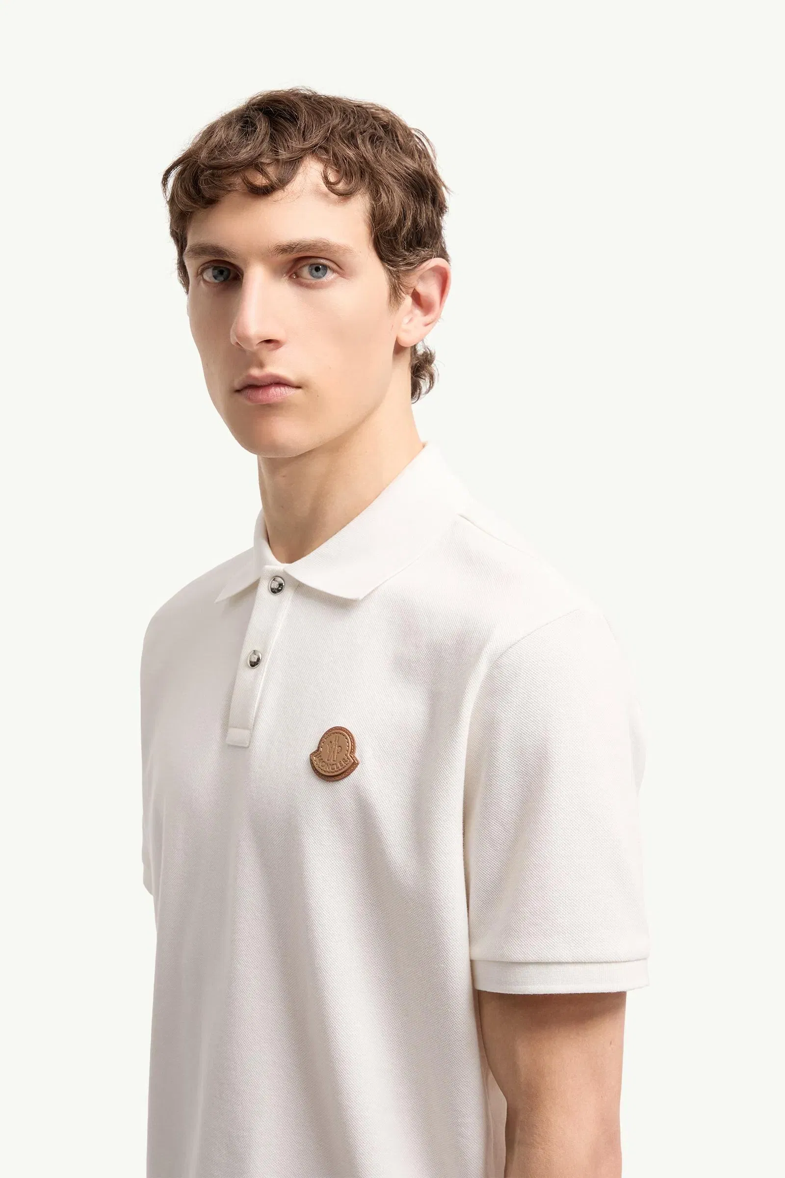 Moncler Logo Patch Cotton Piquet Polo Shirt White White