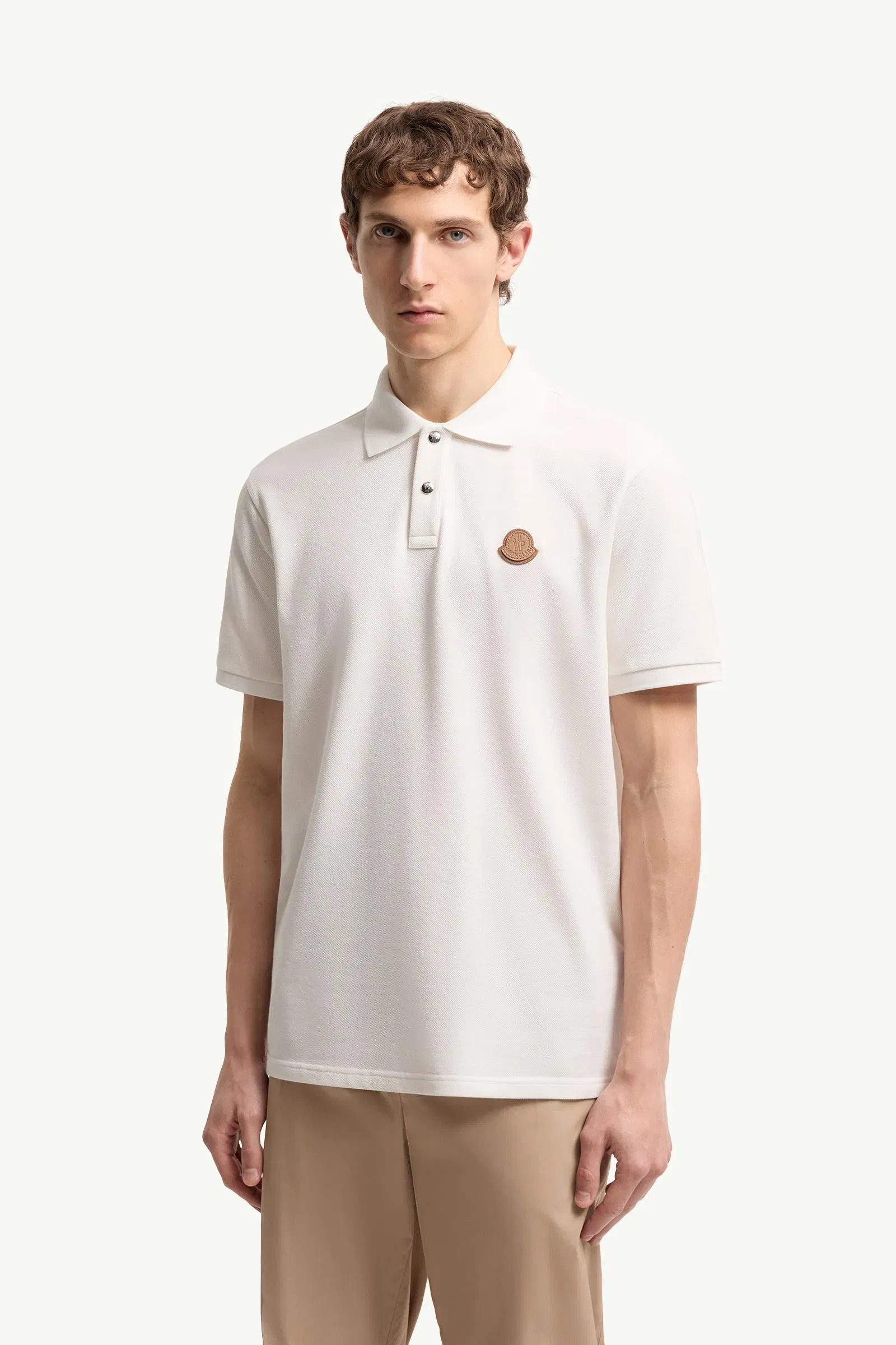 Moncler Logo Patch Cotton Piquet Polo Shirt White White
