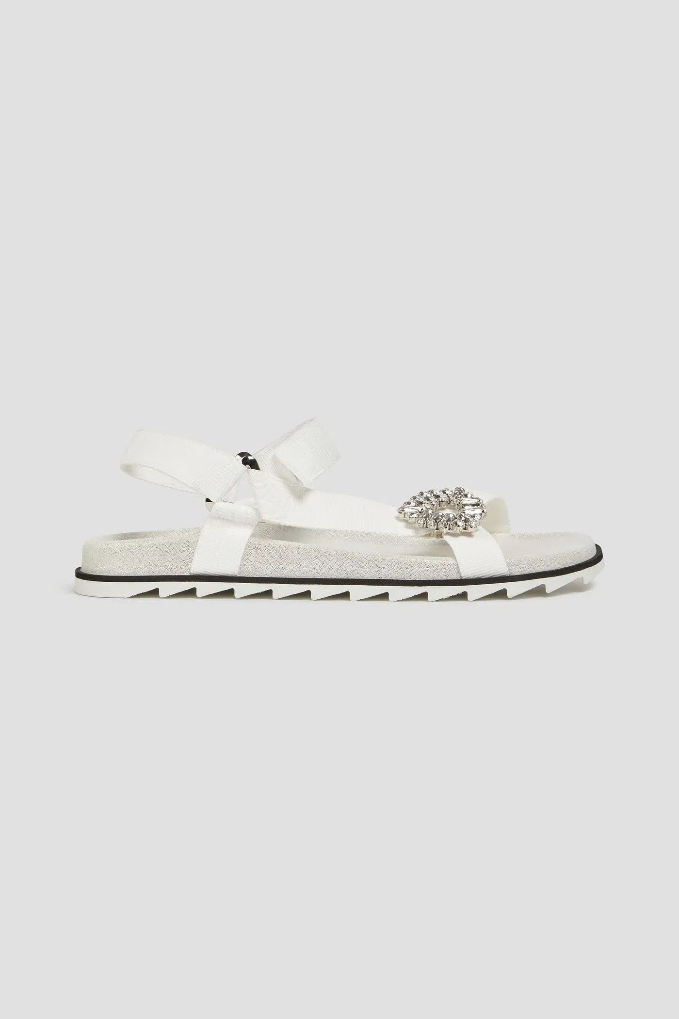 Roger Vivier Trekky Viv' Crystal-Embellished Grosgrain Sandals White Women's
