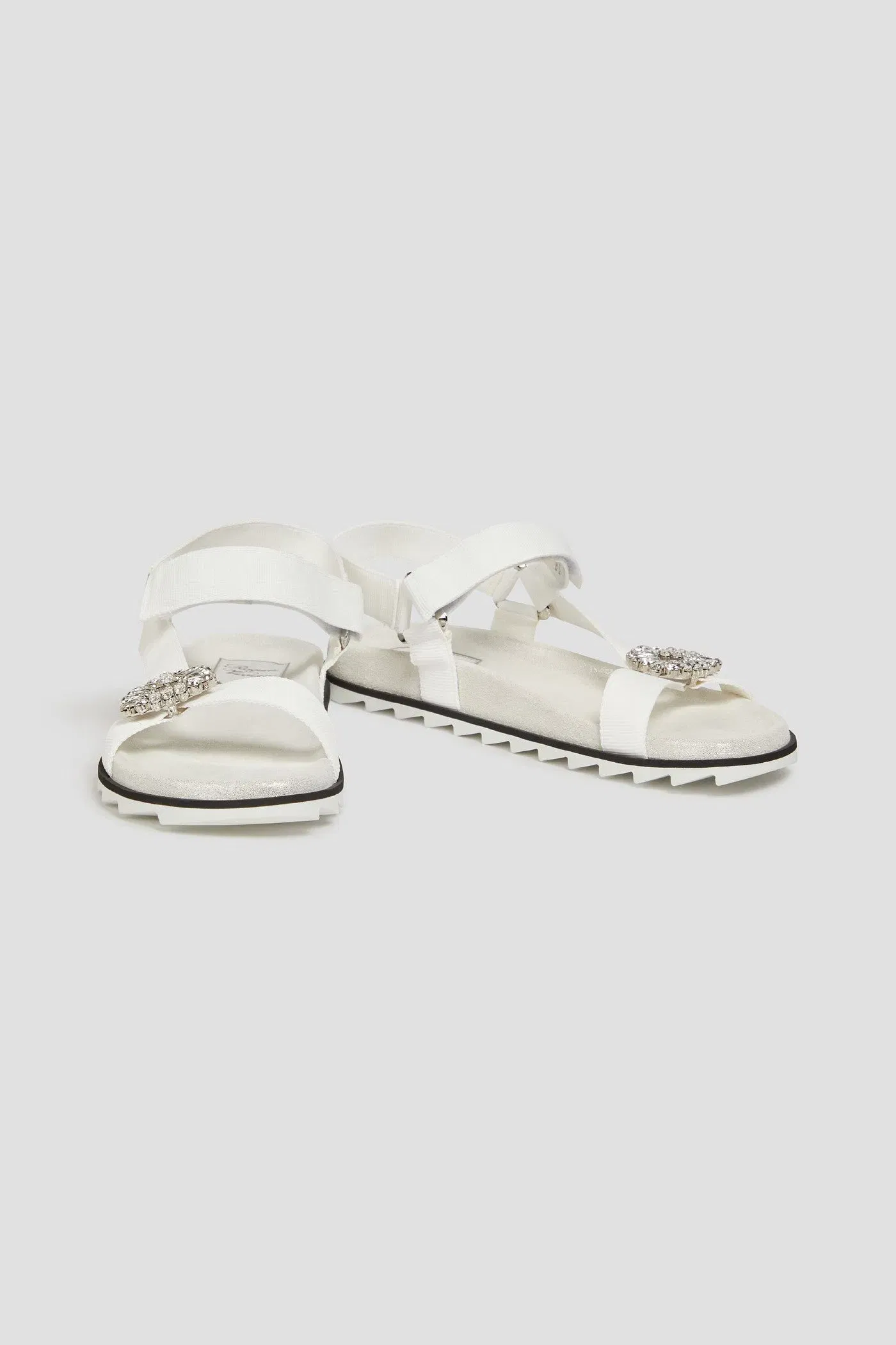 Roger Vivier Trekky Viv' Crystal-Embellished Grosgrain Sandals White Women's