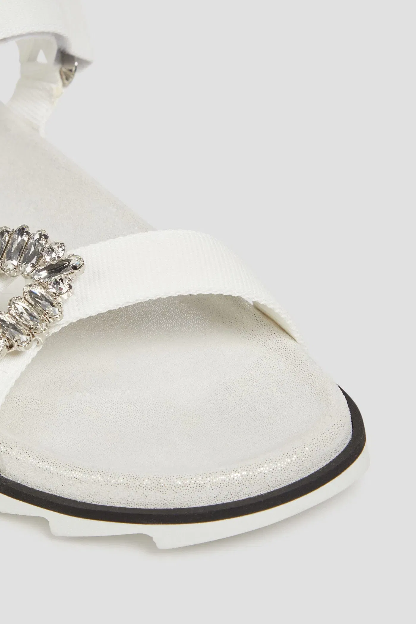 Roger Vivier Trekky Viv' Crystal-Embellished Grosgrain Sandals White Women's