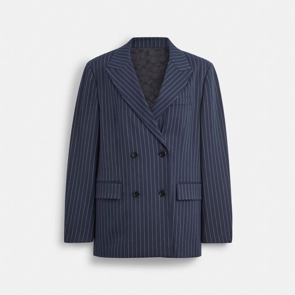 Coach Double Breasted Blazer Navy White
