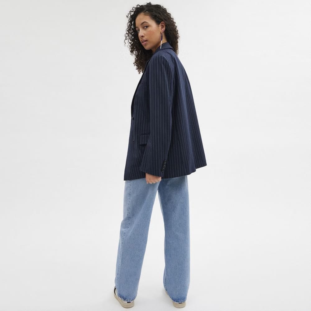 Coach Double Breasted Blazer Navy White