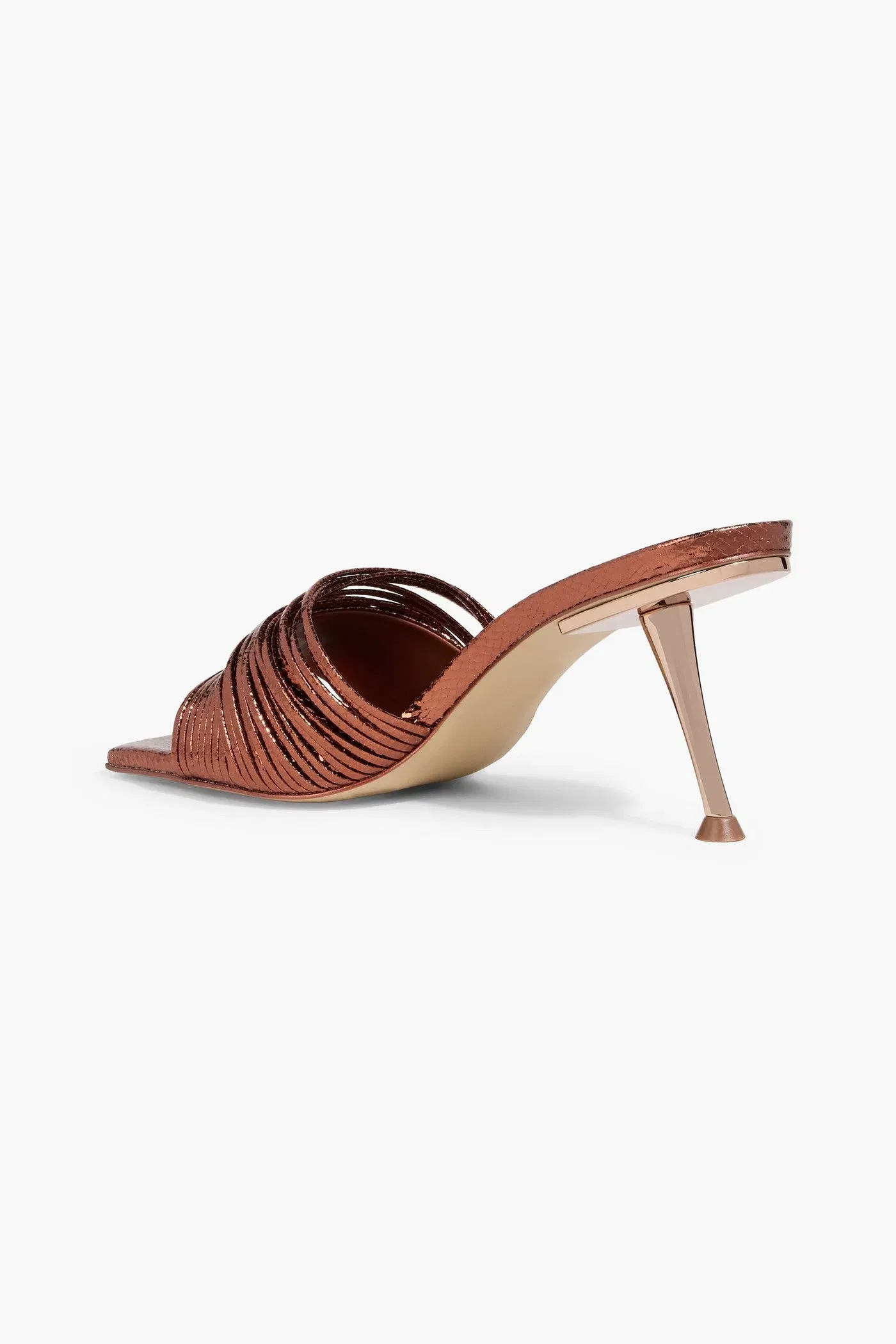 Cult Gaia Giana Metallic Lizard-Effect Leather Mules Copper Women's