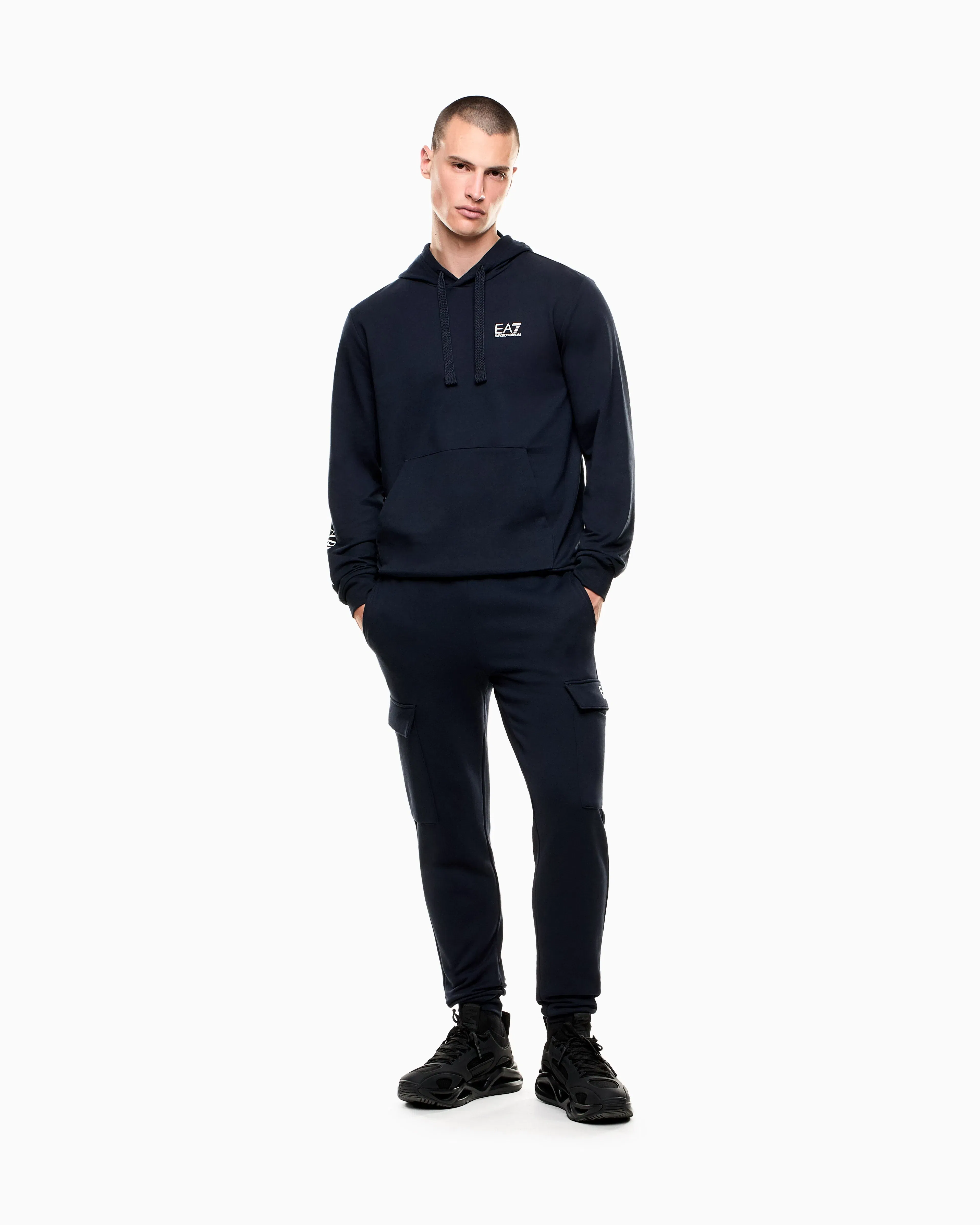 EA7 Pullover sweatshirt in cotton with a hood Logo Series