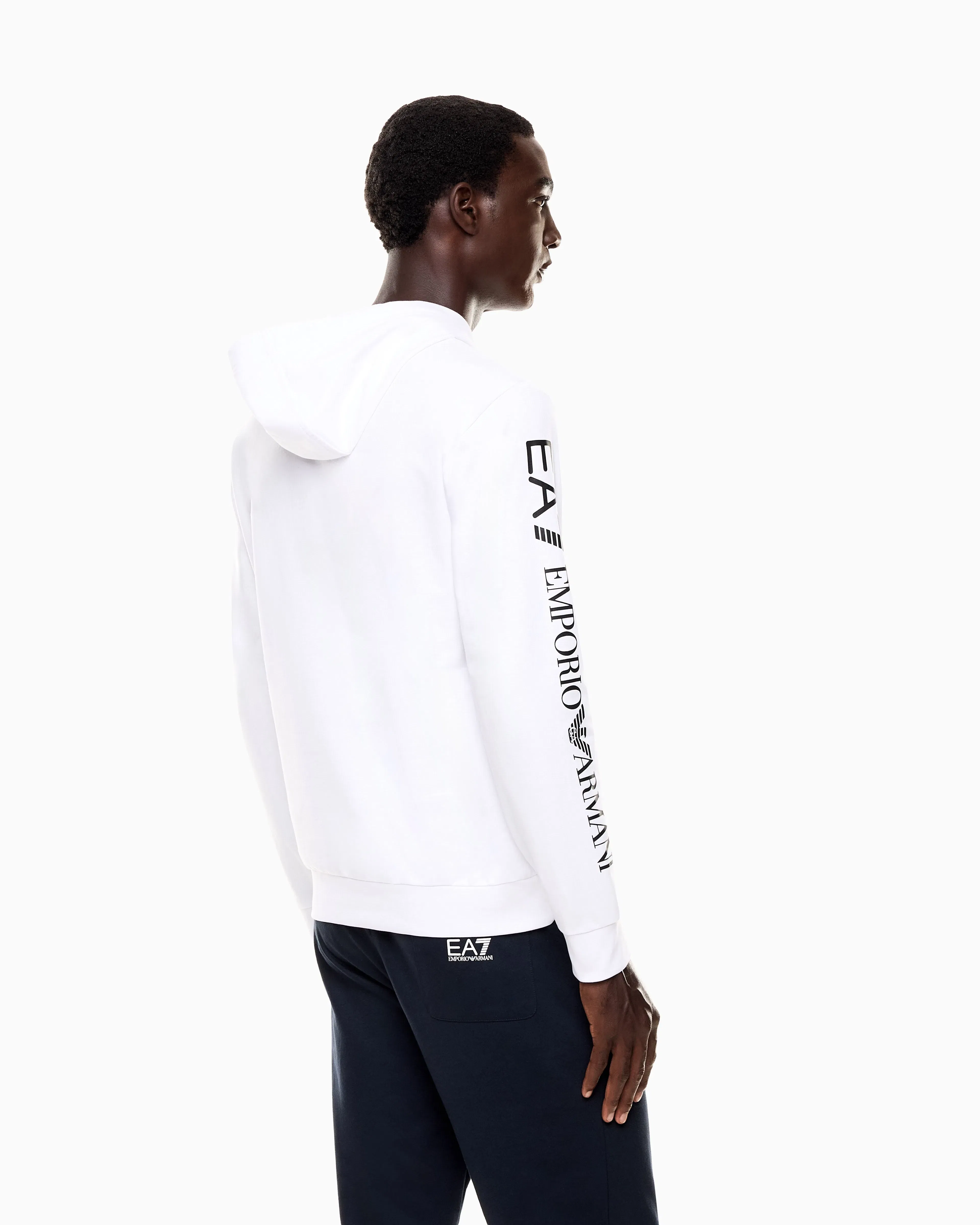 EA7 Pullover sweatshirt in cotton with a hood Logo Series