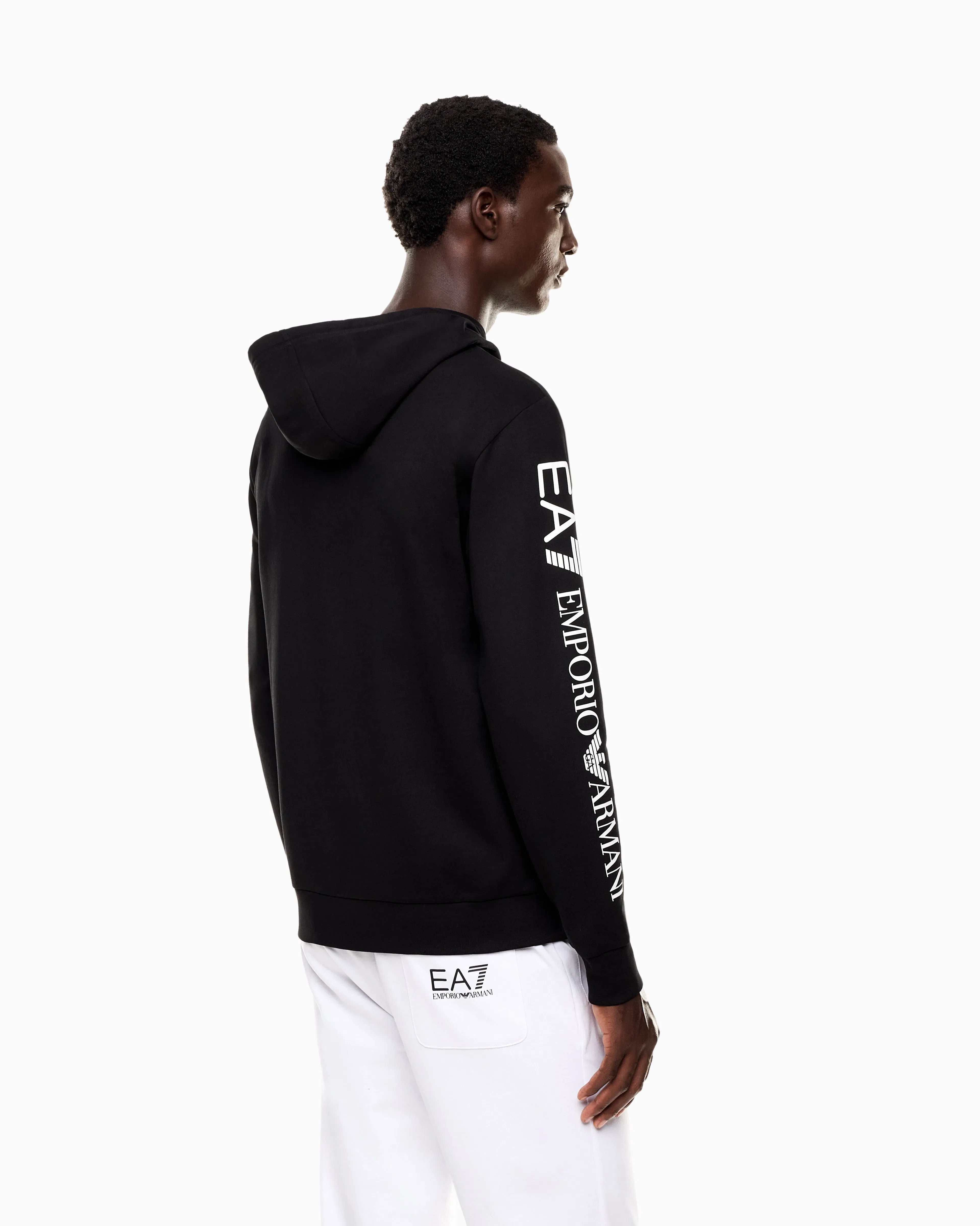 EA7 Pullover sweatshirt in cotton with a hood Logo Series