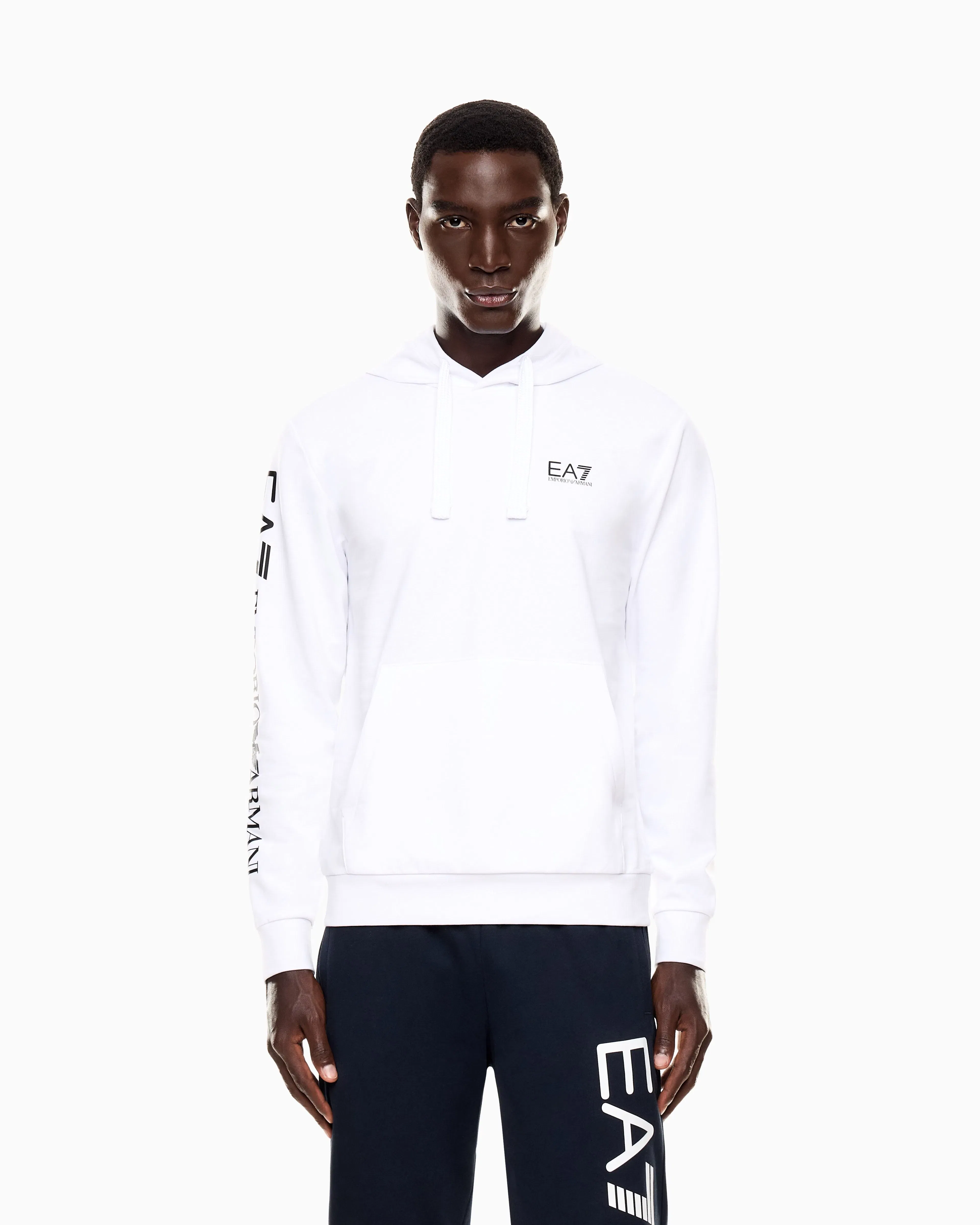 EA7 Pullover sweatshirt in cotton with a hood Logo Series