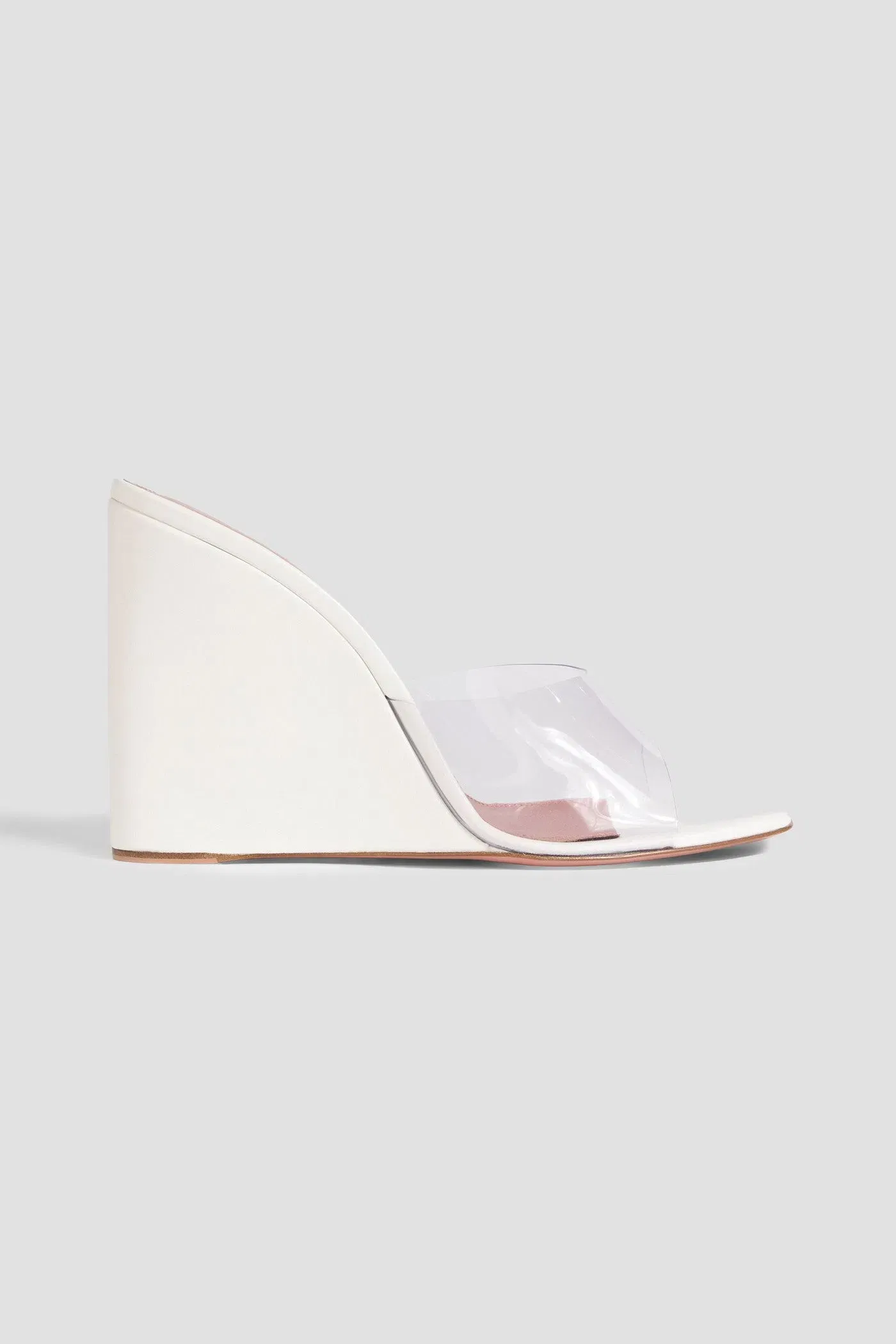 Amina Muaddi Lupita Leather And Pvc Wedge Mules Clear Women's