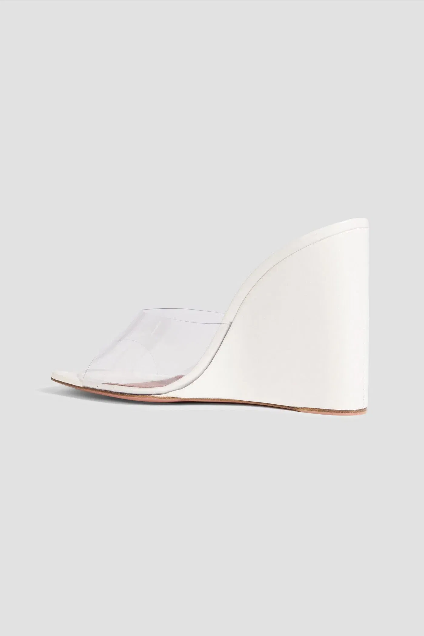 Amina Muaddi Lupita Leather And Pvc Wedge Mules Clear Women's