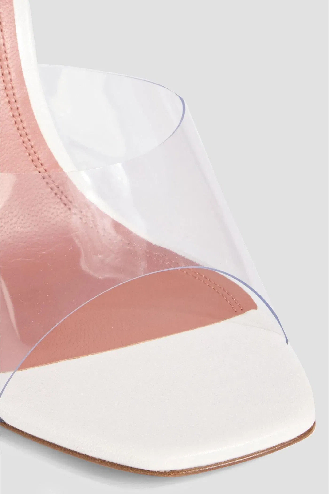 Amina Muaddi Lupita Leather And Pvc Wedge Mules Clear Women's