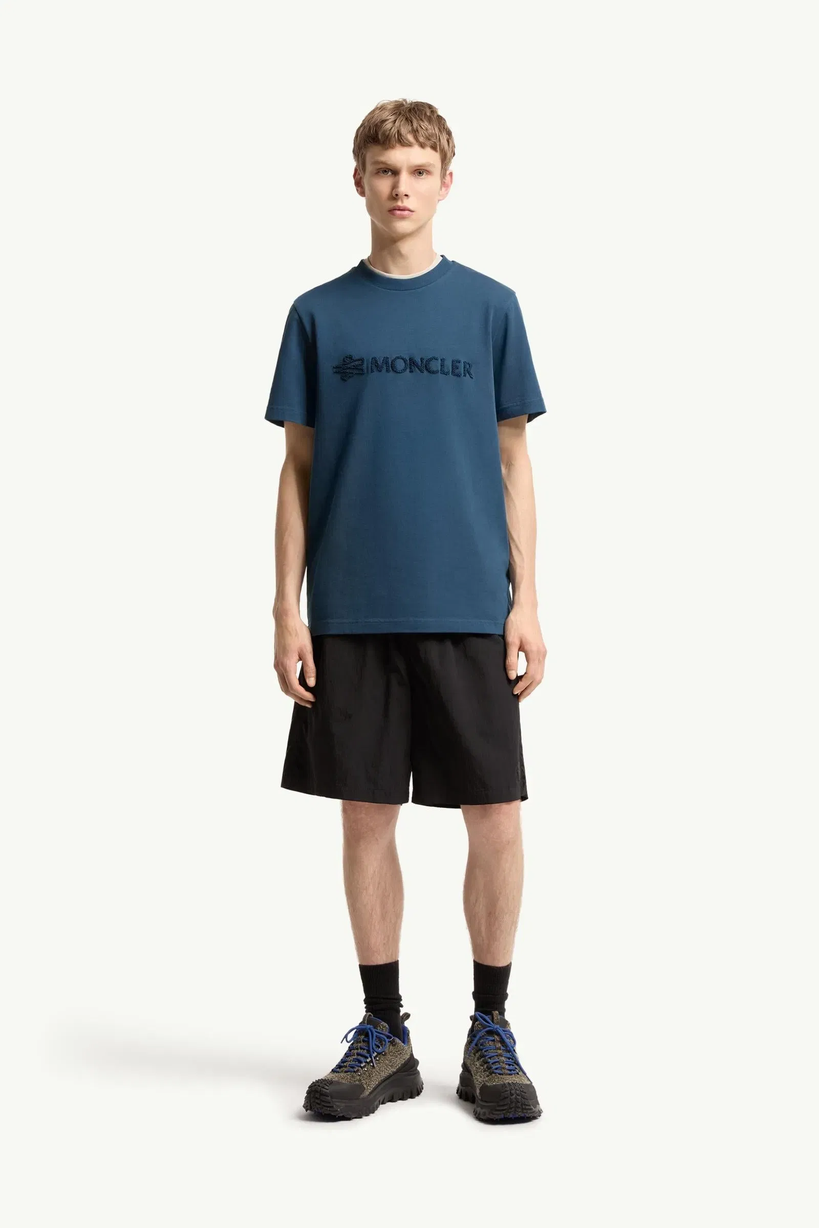 Moncler Logo Cotton T-Shirt Ink Blue Ink Blue