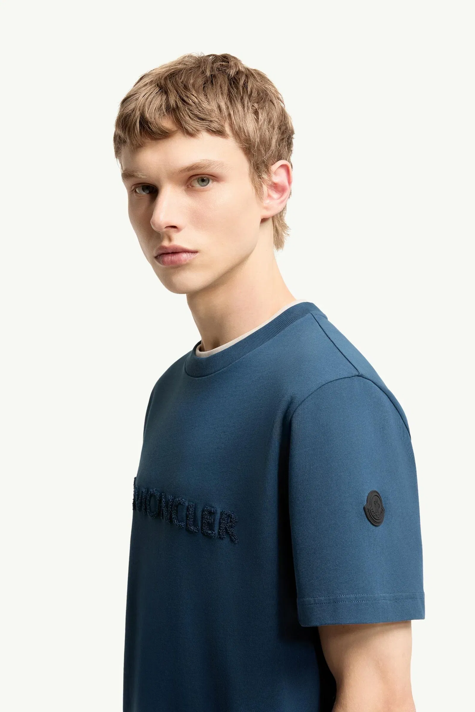 Moncler Logo Cotton T-Shirt Ink Blue Ink Blue