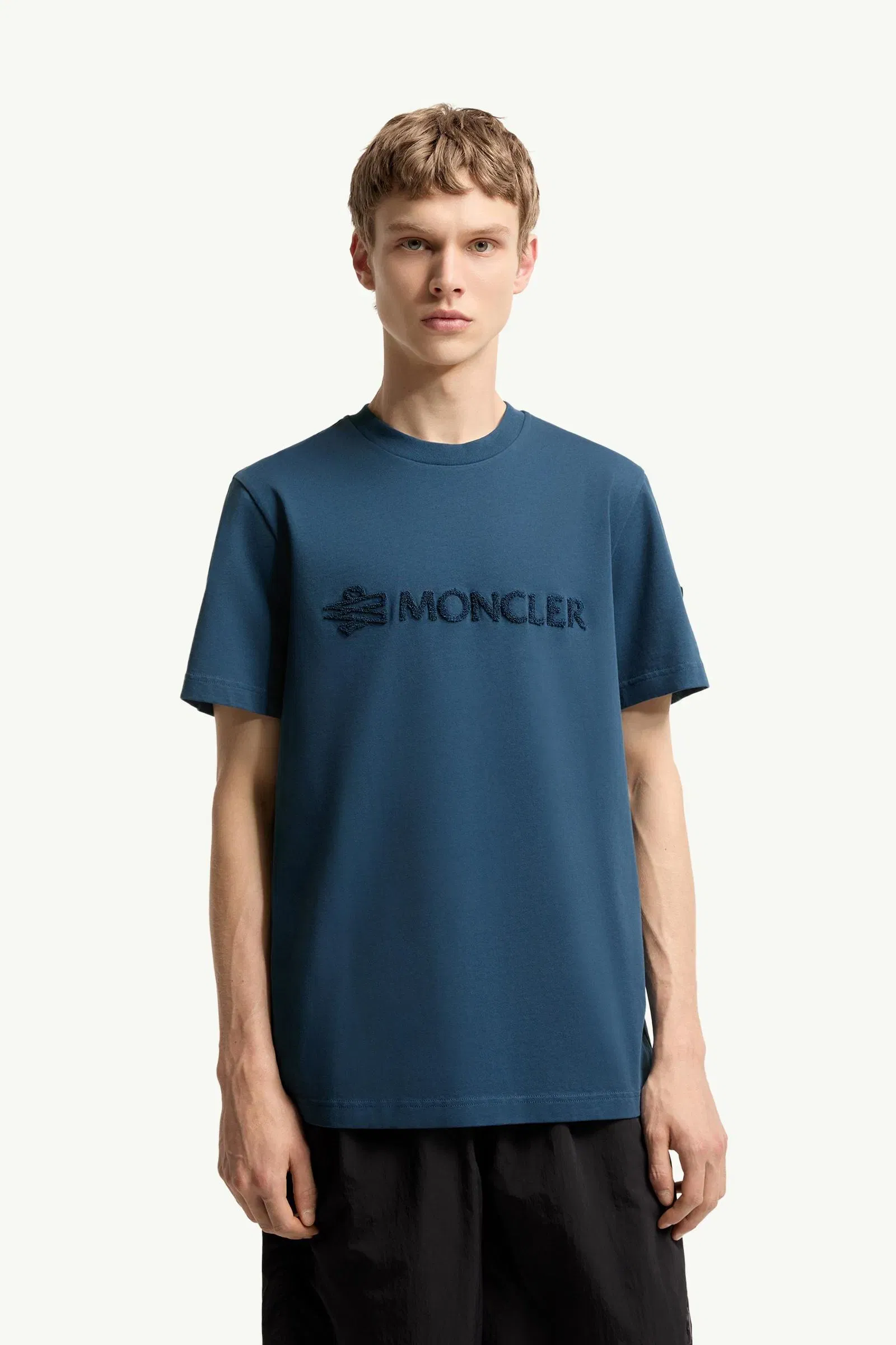 Moncler Logo Cotton T-Shirt Ink Blue Ink Blue