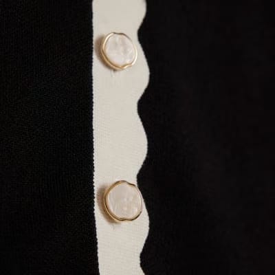 Black Fitted Tipped Neat Cardigan