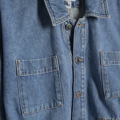 Blue Denim Tie Front Top