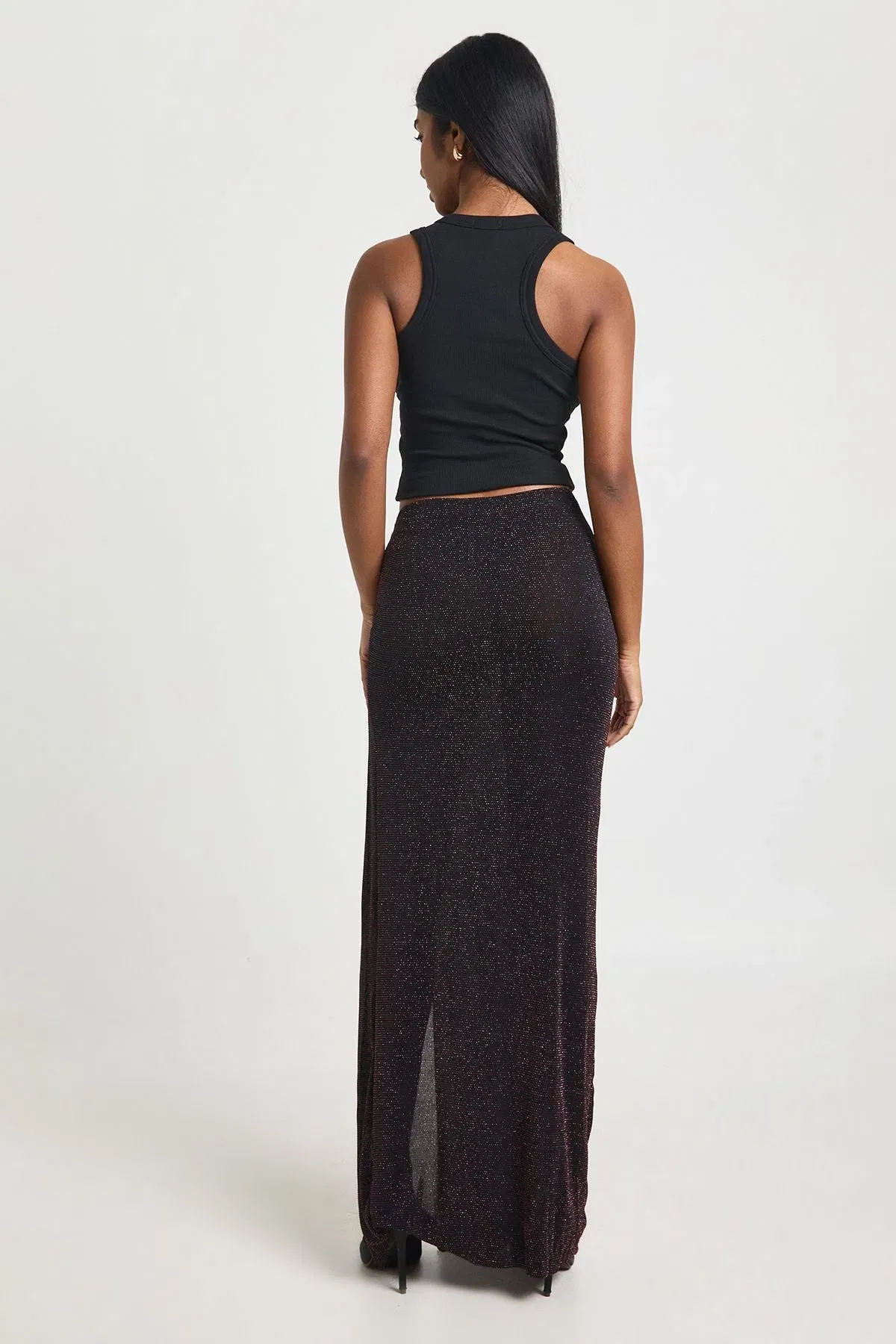 Glitter Twist Front Maxi Skirt