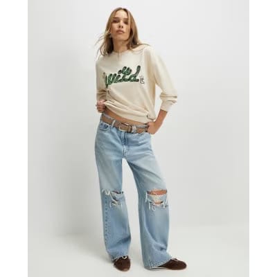 Cream Cactus Embroidered Sweatshirt