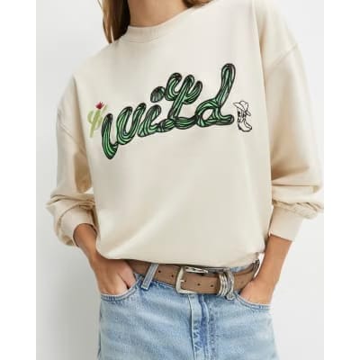 Cream Cactus Embroidered Sweatshirt