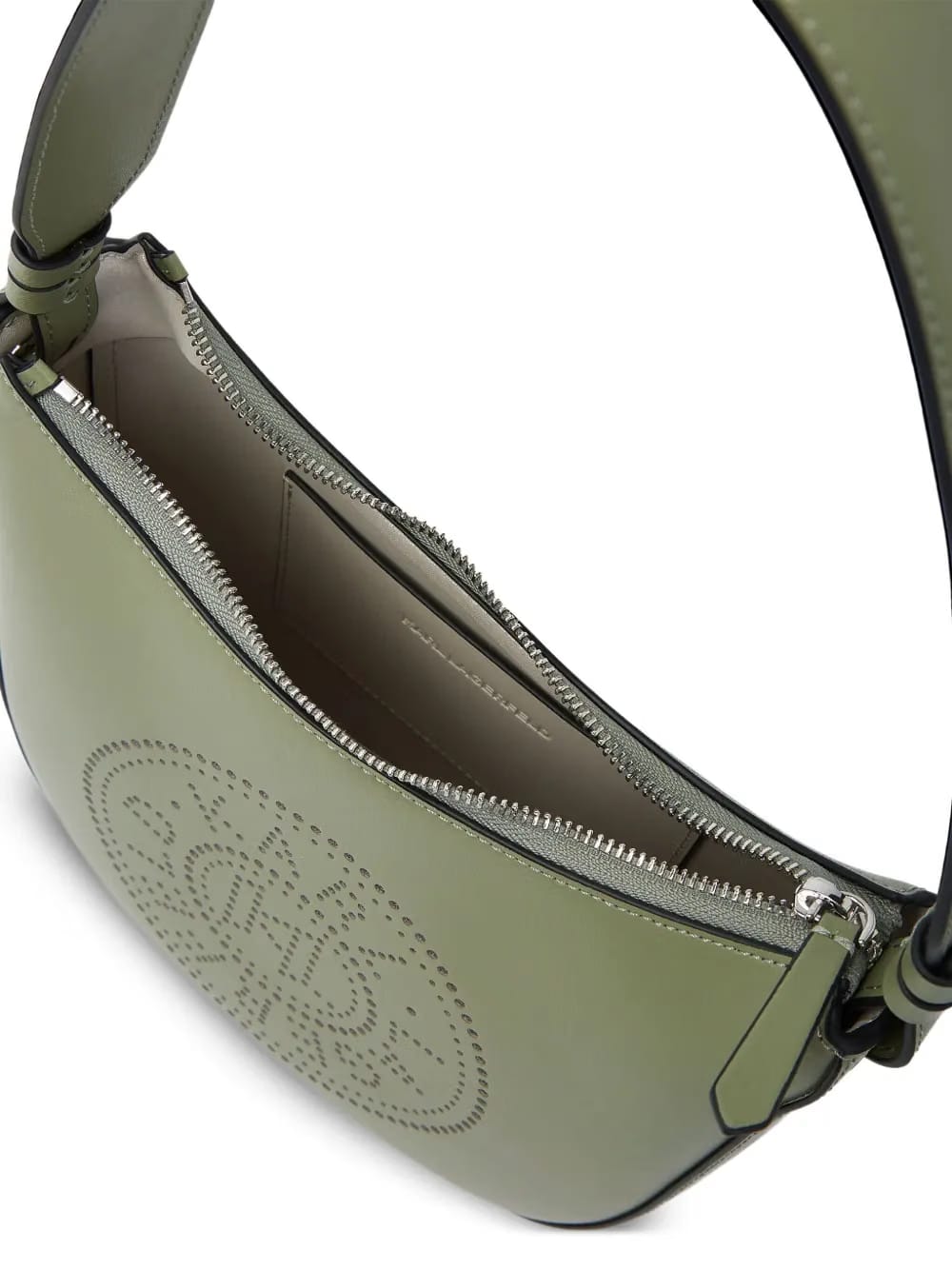 logo-perforated moon shoulder bag