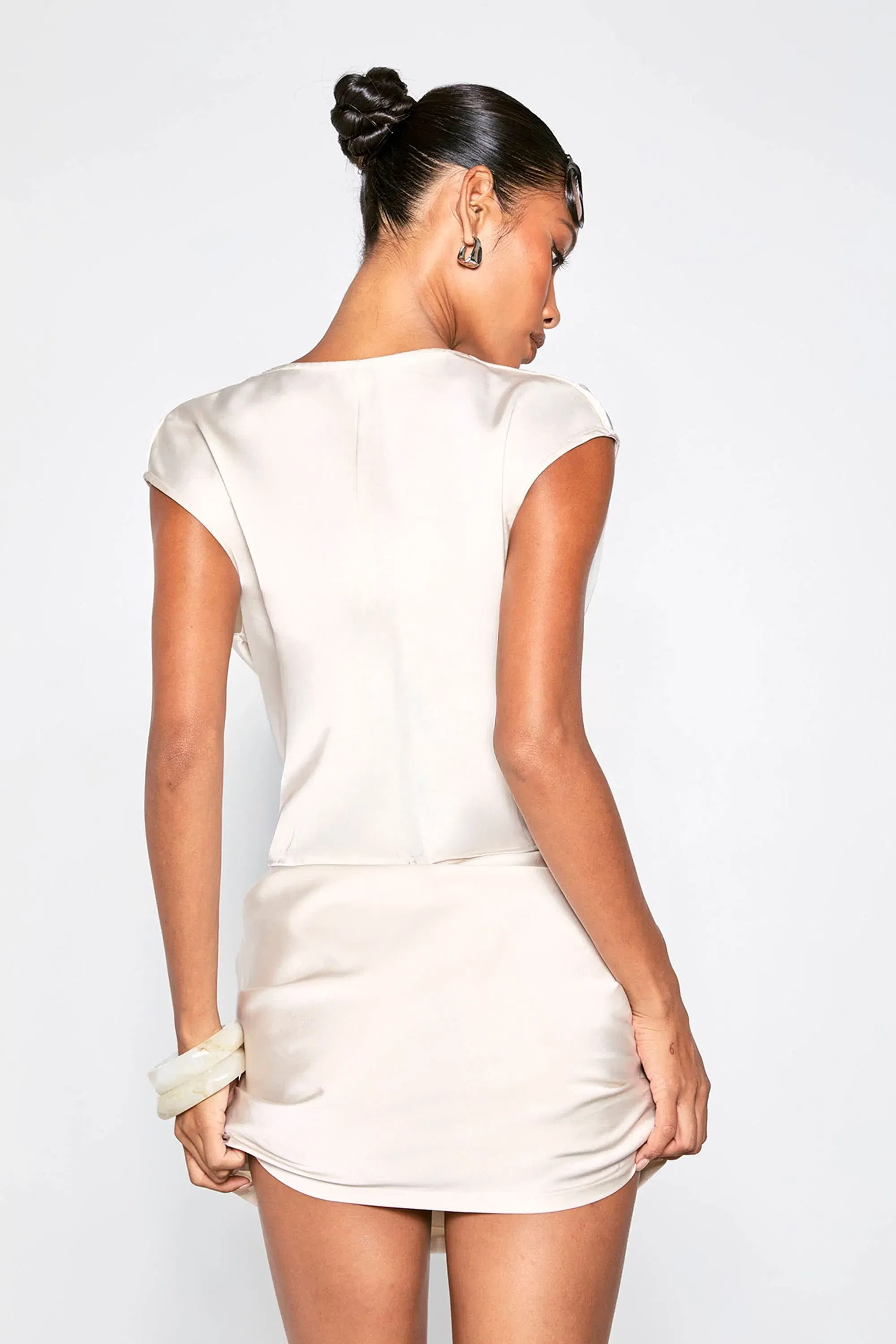 Satin Cowl Fitted Top