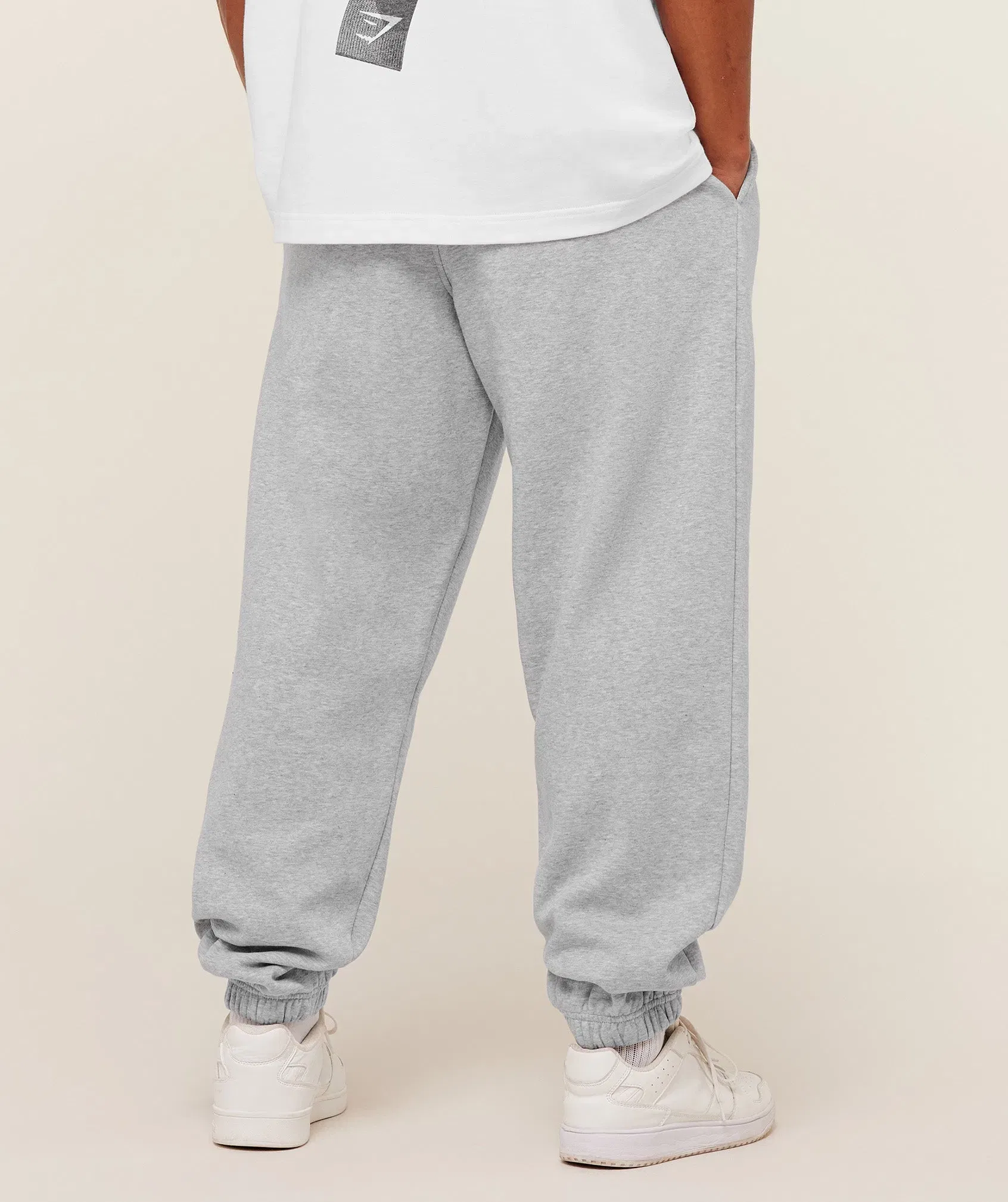 Gymshark Crest Oversized Joggers - Light Grey Core Marl