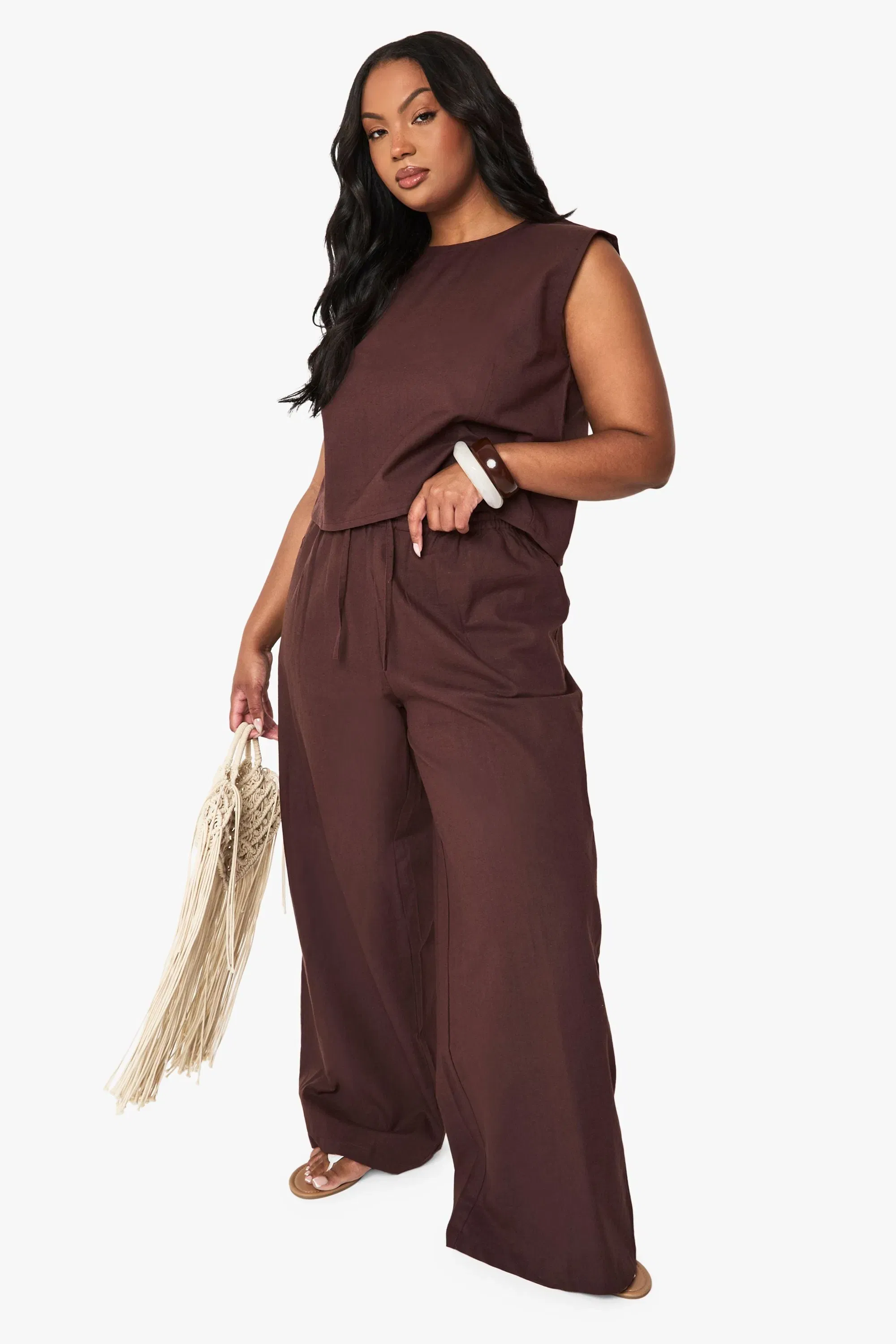 Plus Linen Boxy Crop
