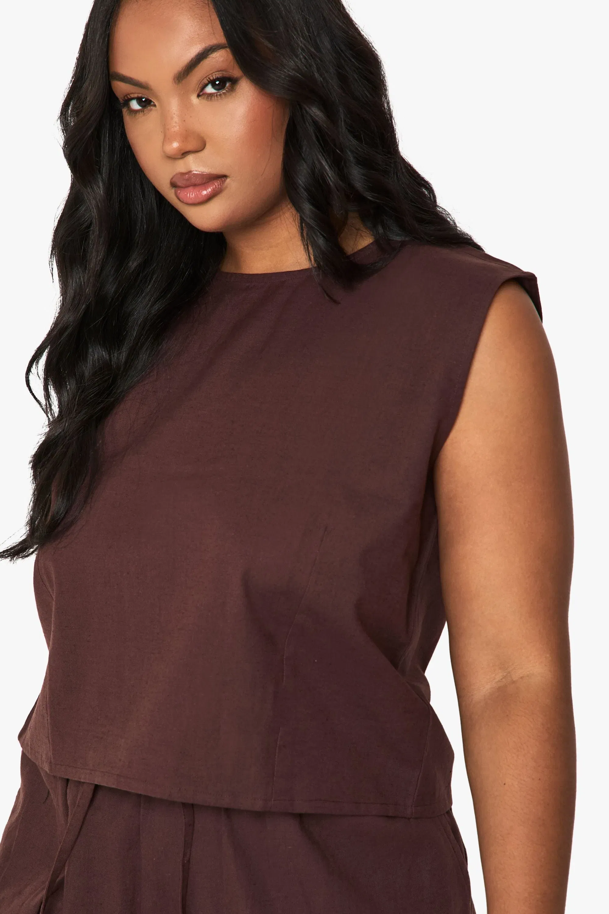 Plus Linen Boxy Crop