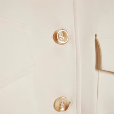 Cream Long Sleeve Pocket Detail Bomber Jacket