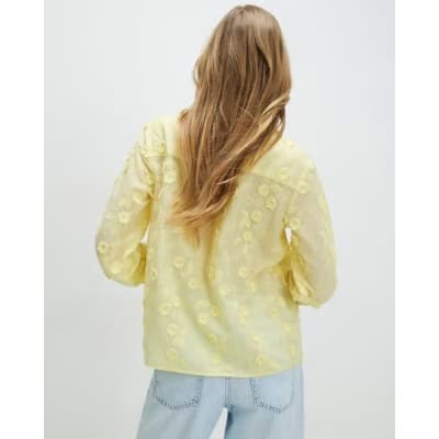 Yellow 3D Floral Embellished Shirt