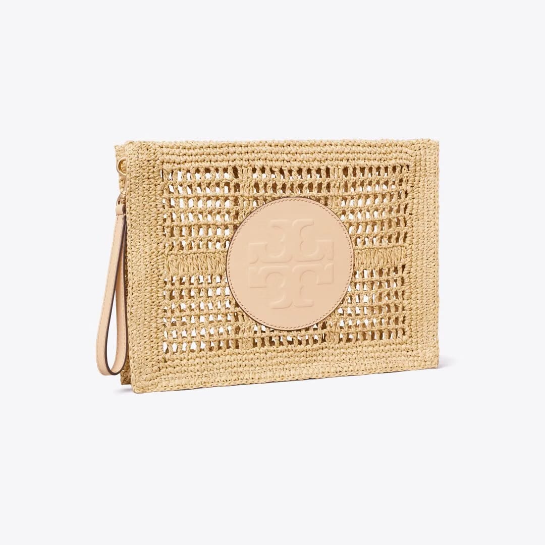 Tory Burch Ella Hand-Crocheted Pouch Natural