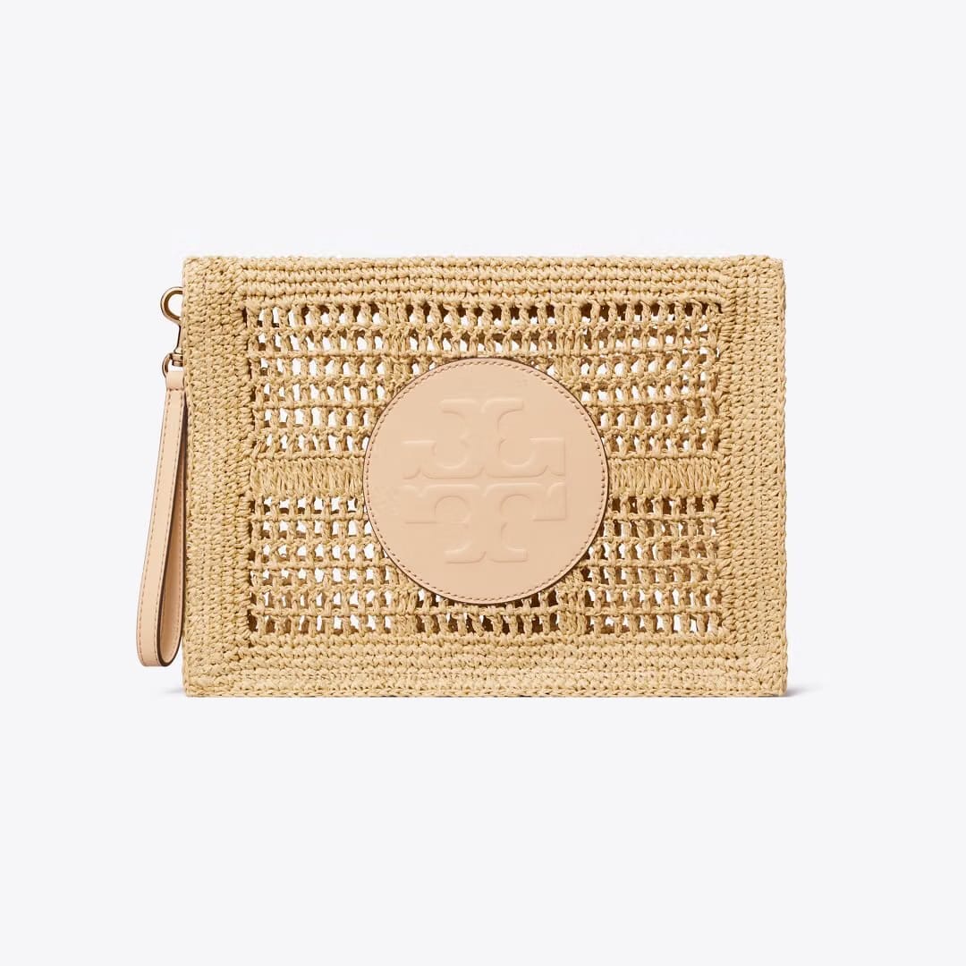 Tory Burch Ella Hand-Crocheted Pouch Natural