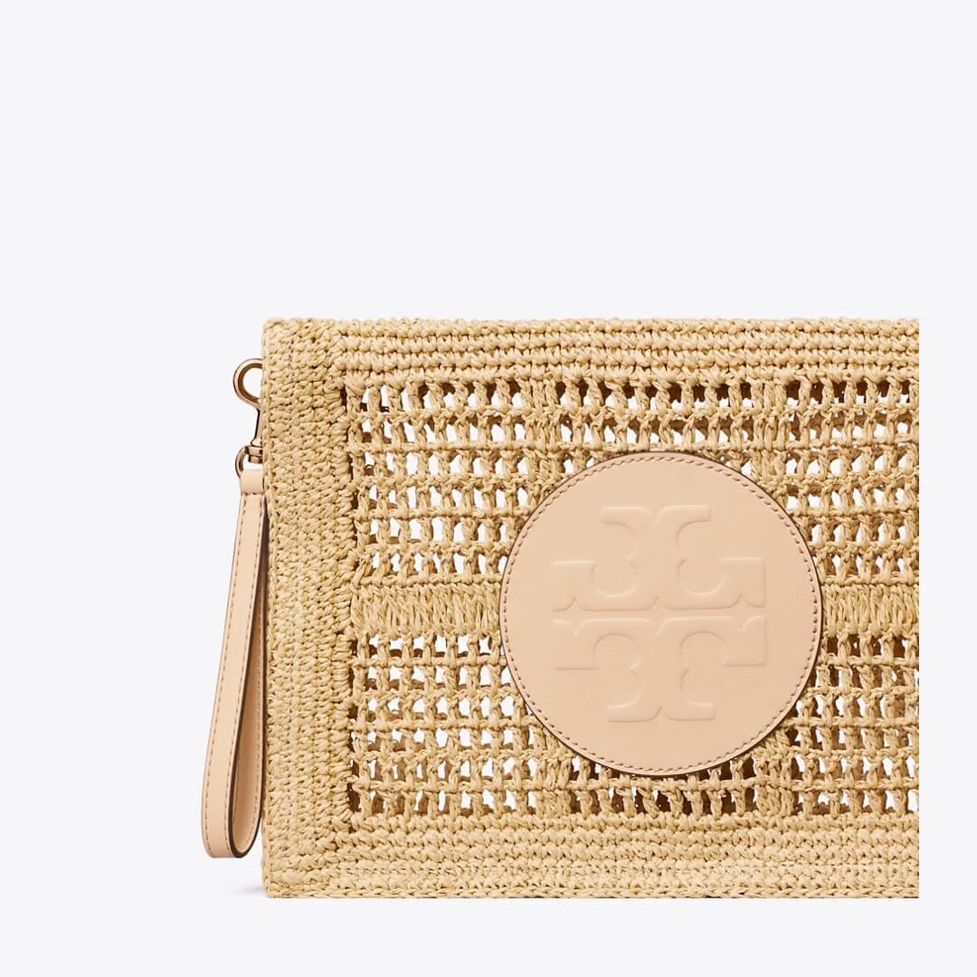Tory Burch Ella Hand-Crocheted Pouch Natural