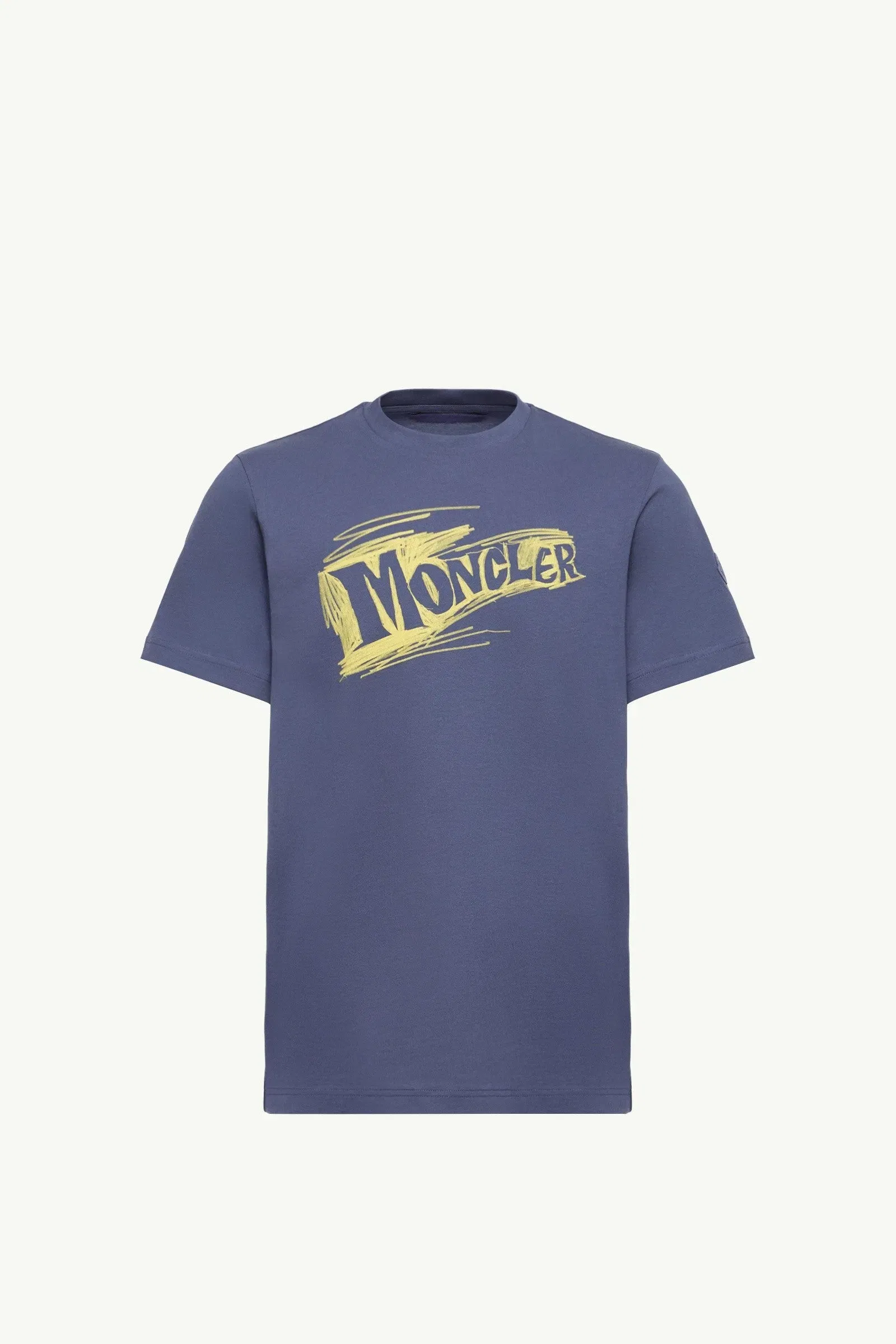 Moncler Sketch Logo Cotton T-Shirt Cobalt Blue Cobalt Blue