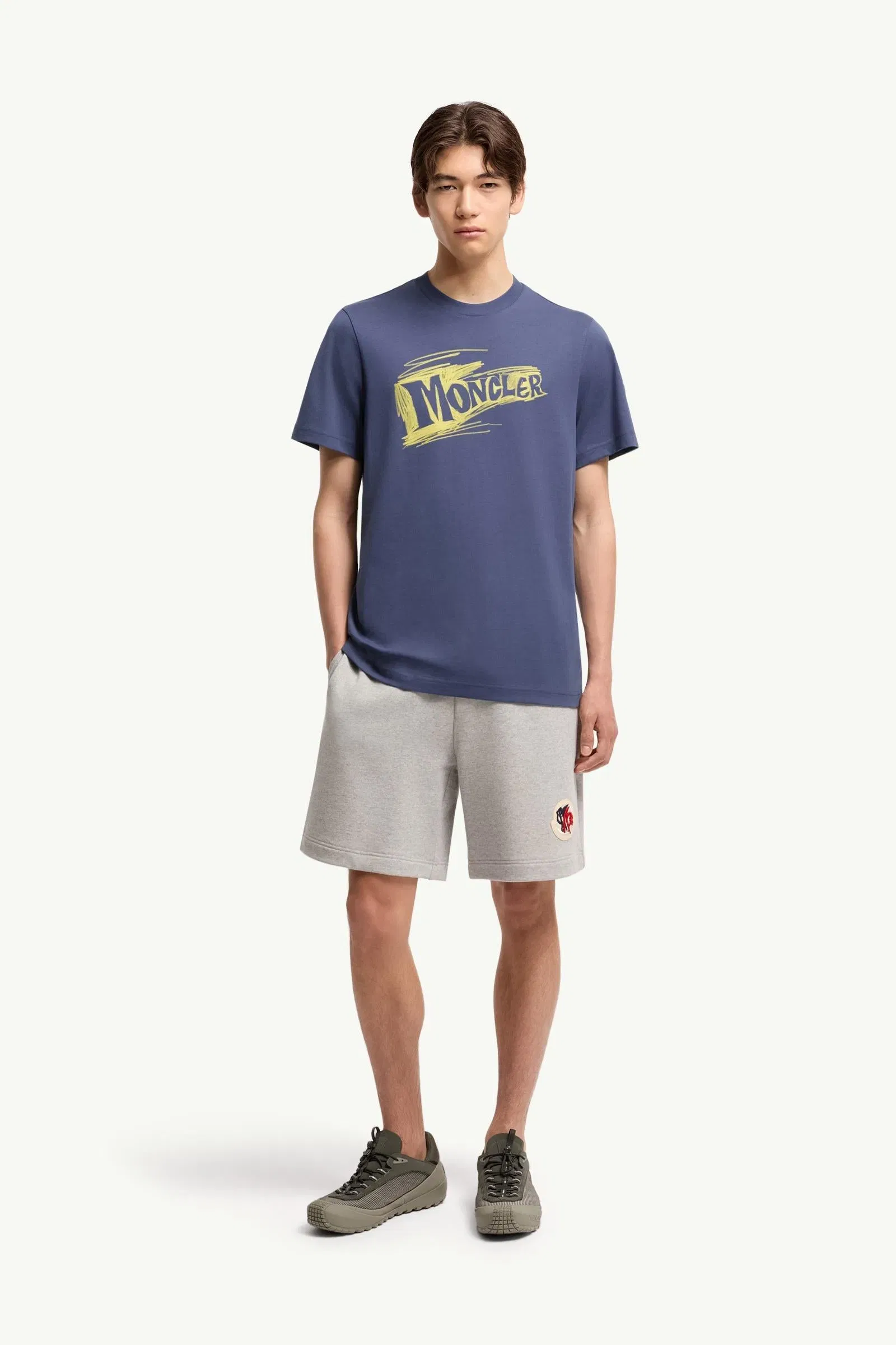 Moncler Sketch Logo Cotton T-Shirt Cobalt Blue Cobalt Blue
