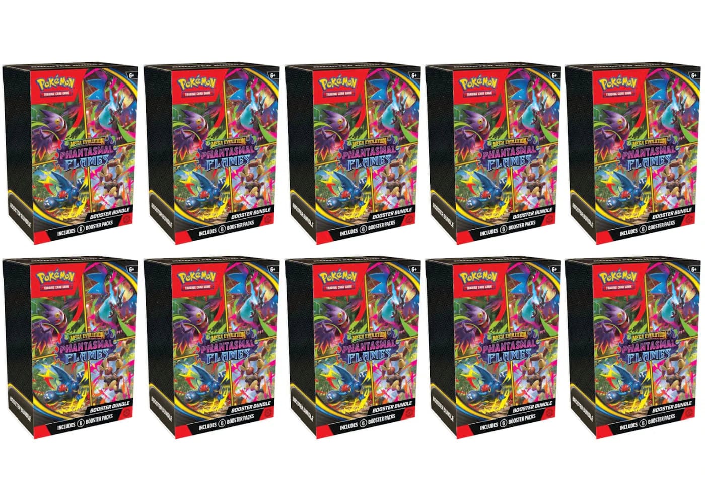 2025 Pokemon Mega Evolution Phantasmal Flames Booster Bundle 10X Lot