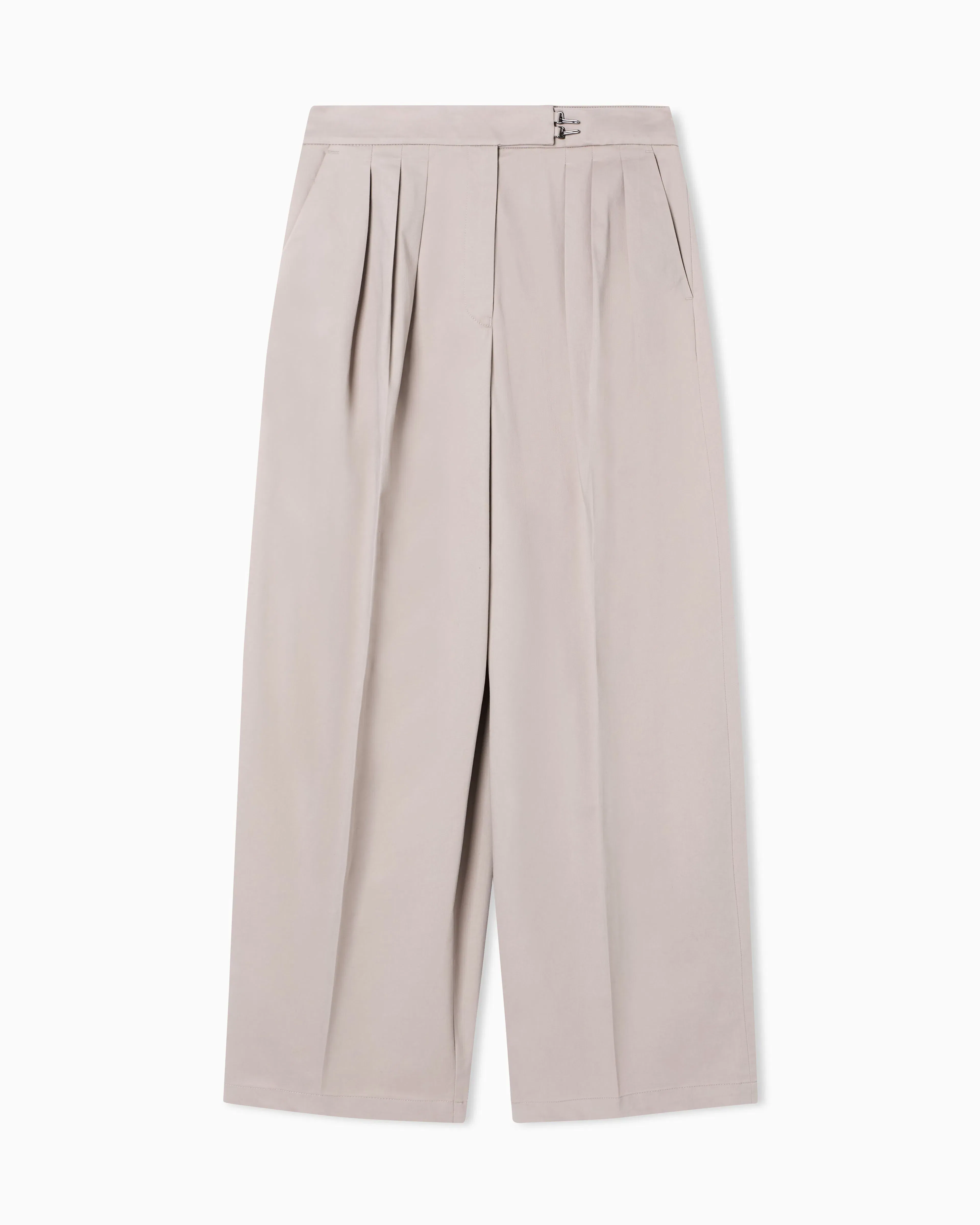 Emporio Armani Brushed cotton trousers with pleats