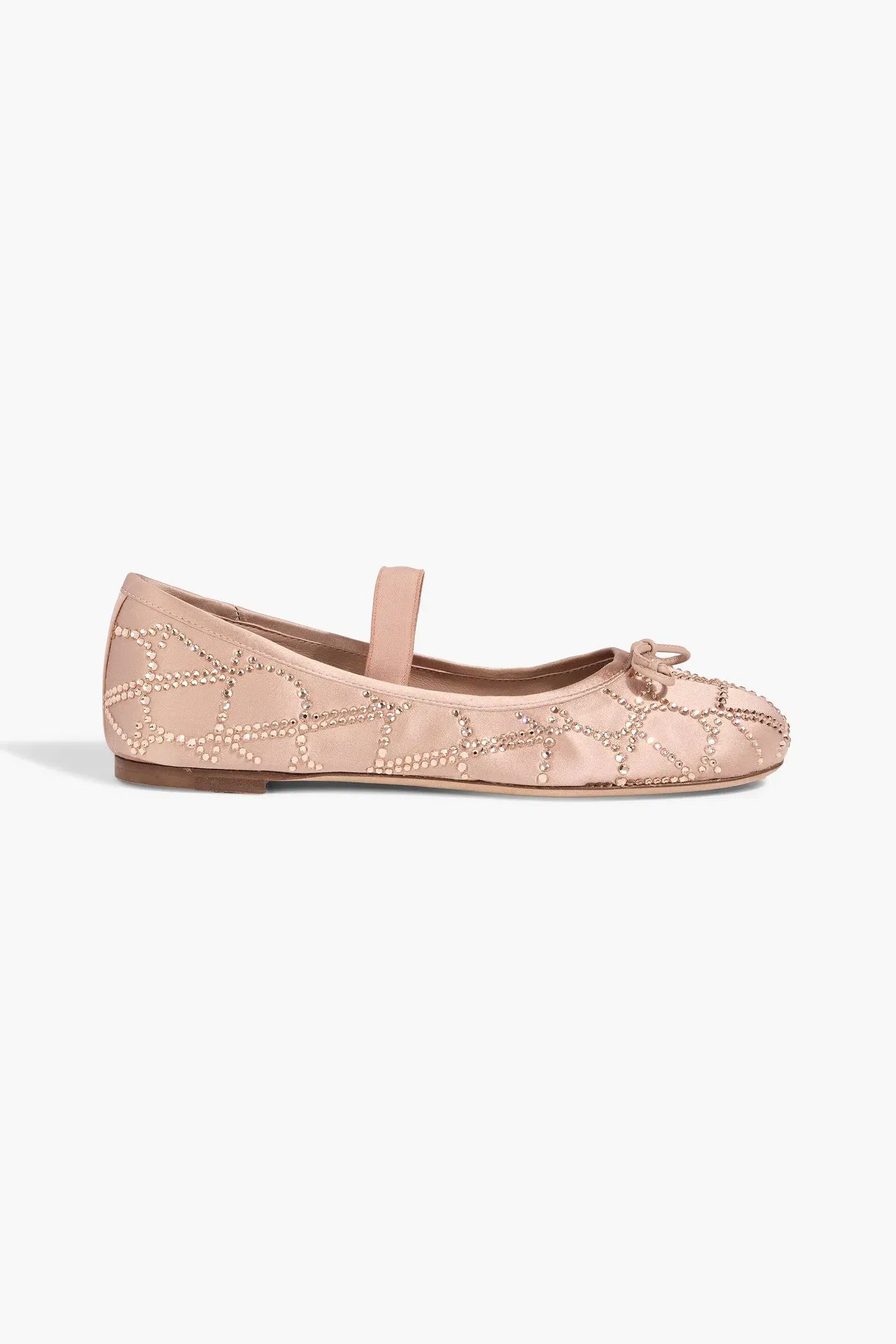 Valentino Garavani Toile Iconographe Crystal-Embellished Satin Ballet Flats Blush Women's