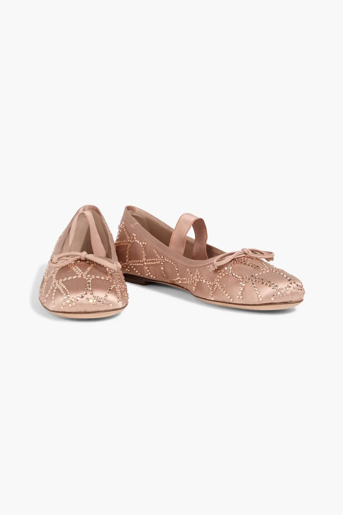 Valentino Garavani Toile Iconographe Crystal-Embellished Satin Ballet Flats Blush Women's