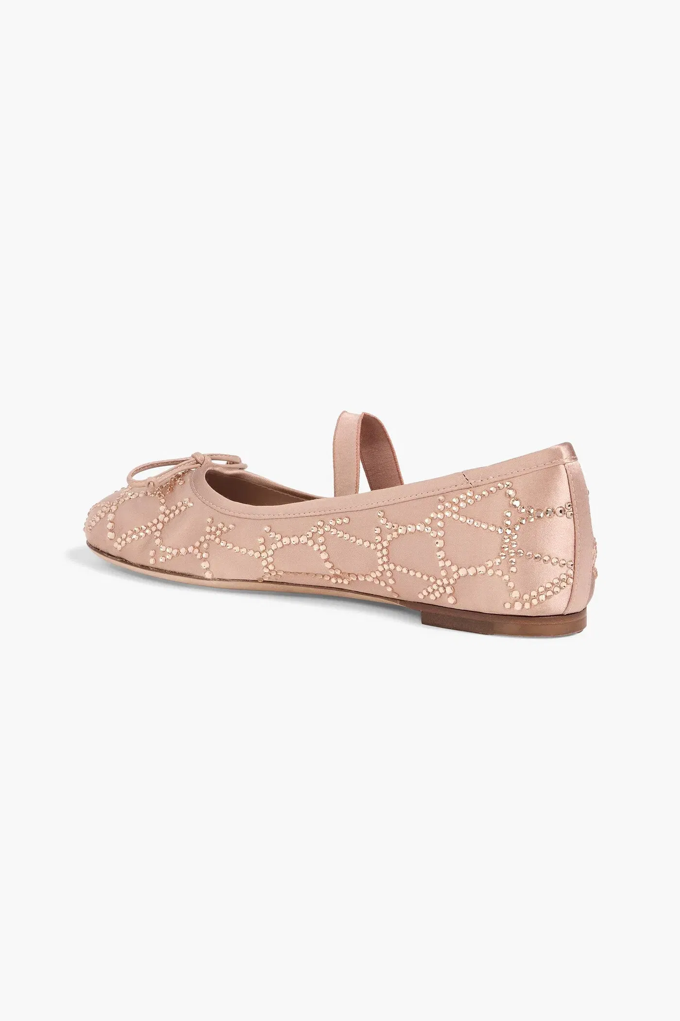 Valentino Garavani Toile Iconographe Crystal-Embellished Satin Ballet Flats Blush Women's