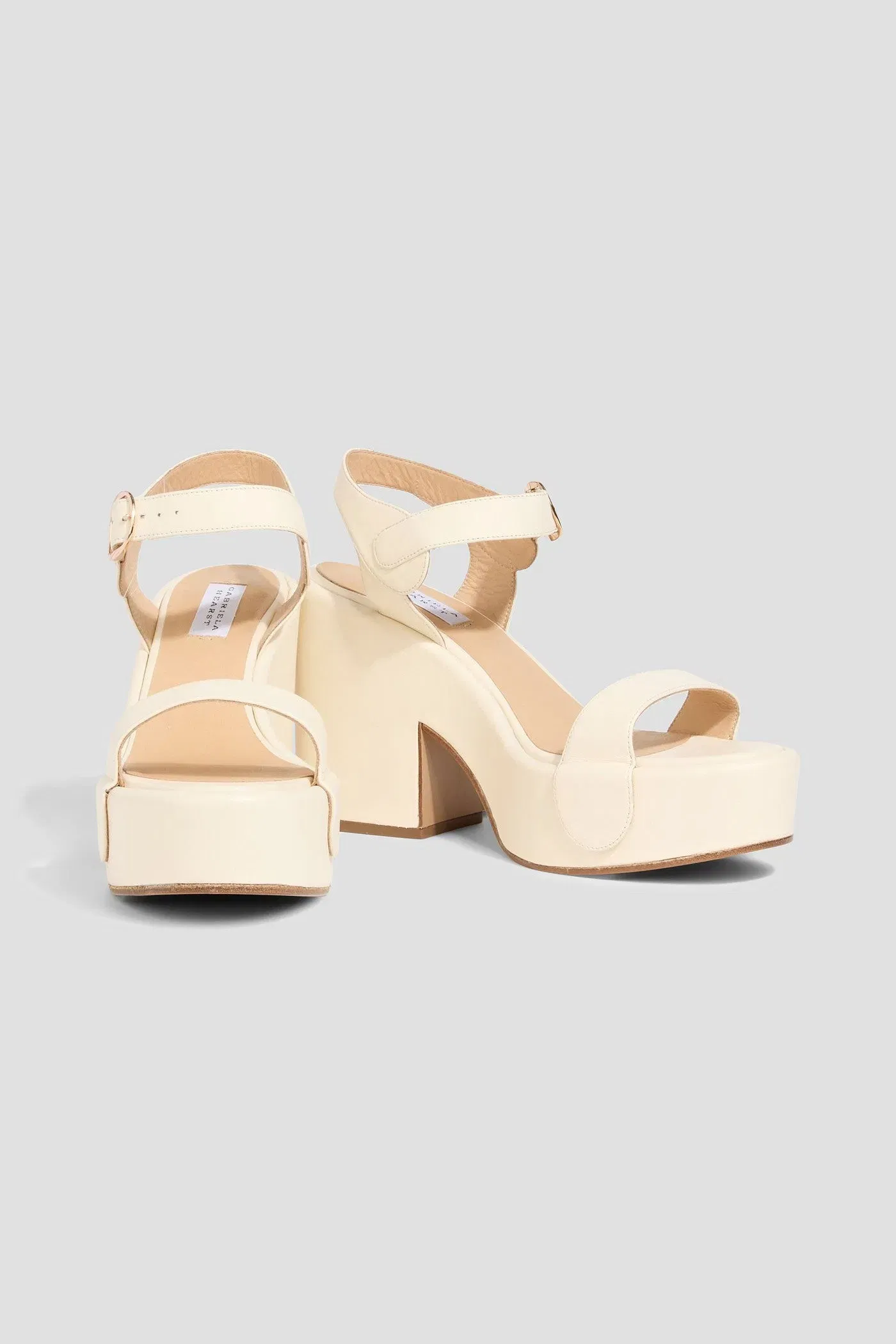 Gabriela Hearst Iris Leather Platform Sandals Ivory Women's
