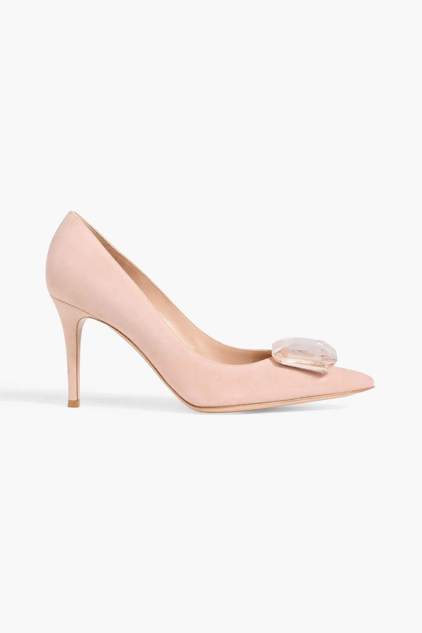 Gianvito Rossi Jaipur 85 Crystal-Embellished Suede Pumps Blush Women's