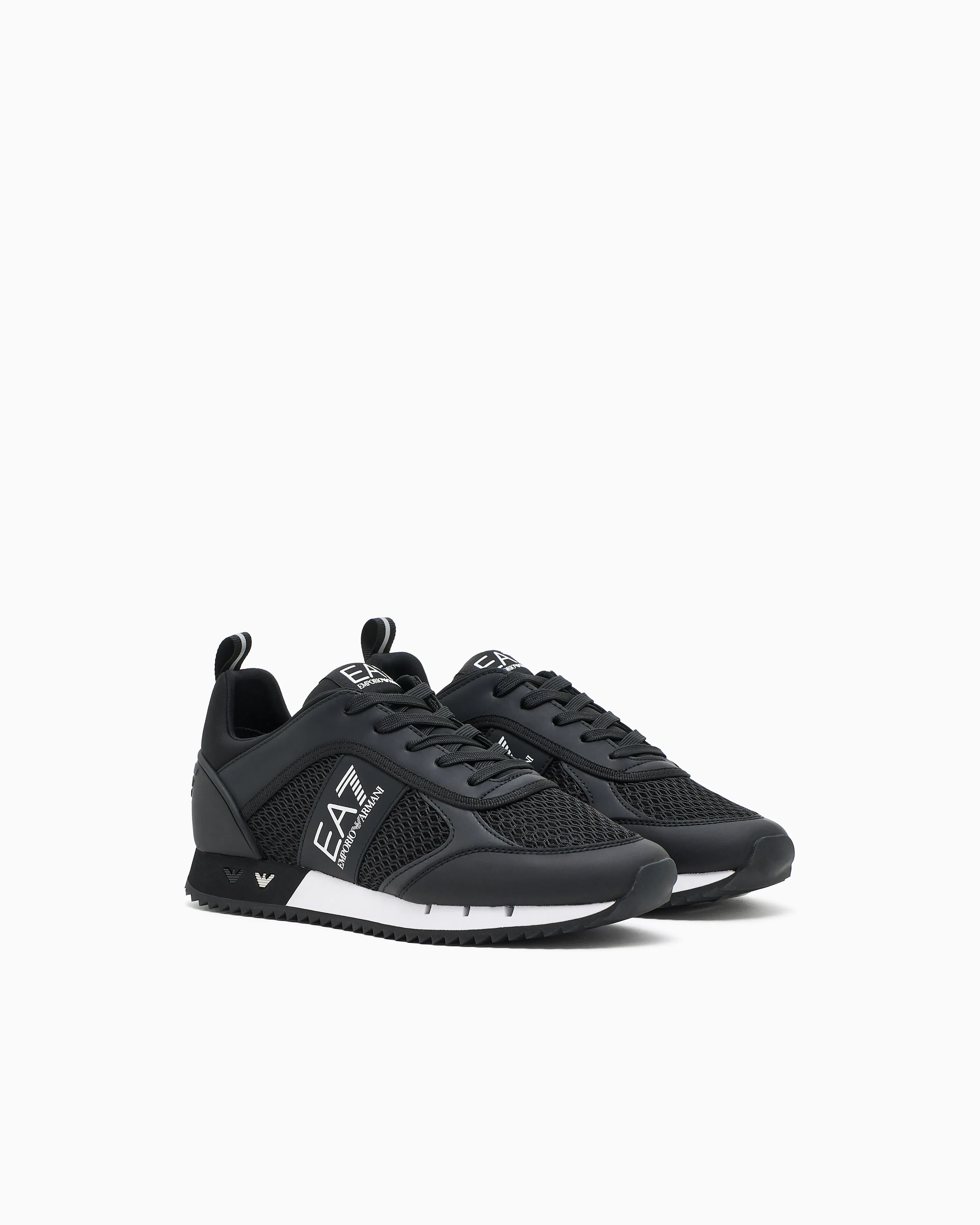 Ea7 Sneaker Black And White In Mesh With Rubber Sole Black