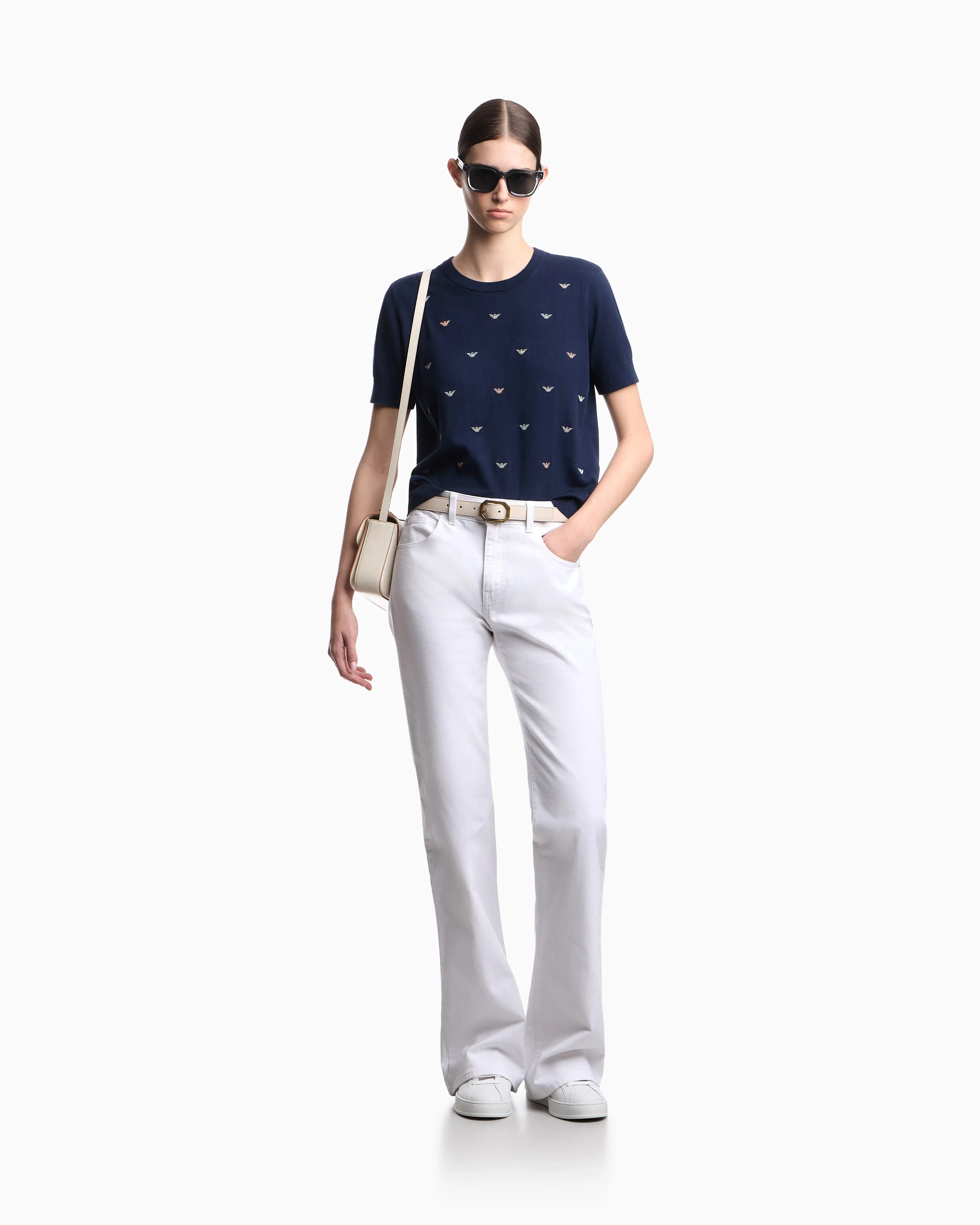 Emporio Armani Jumper with all-over micro eagle embroidery