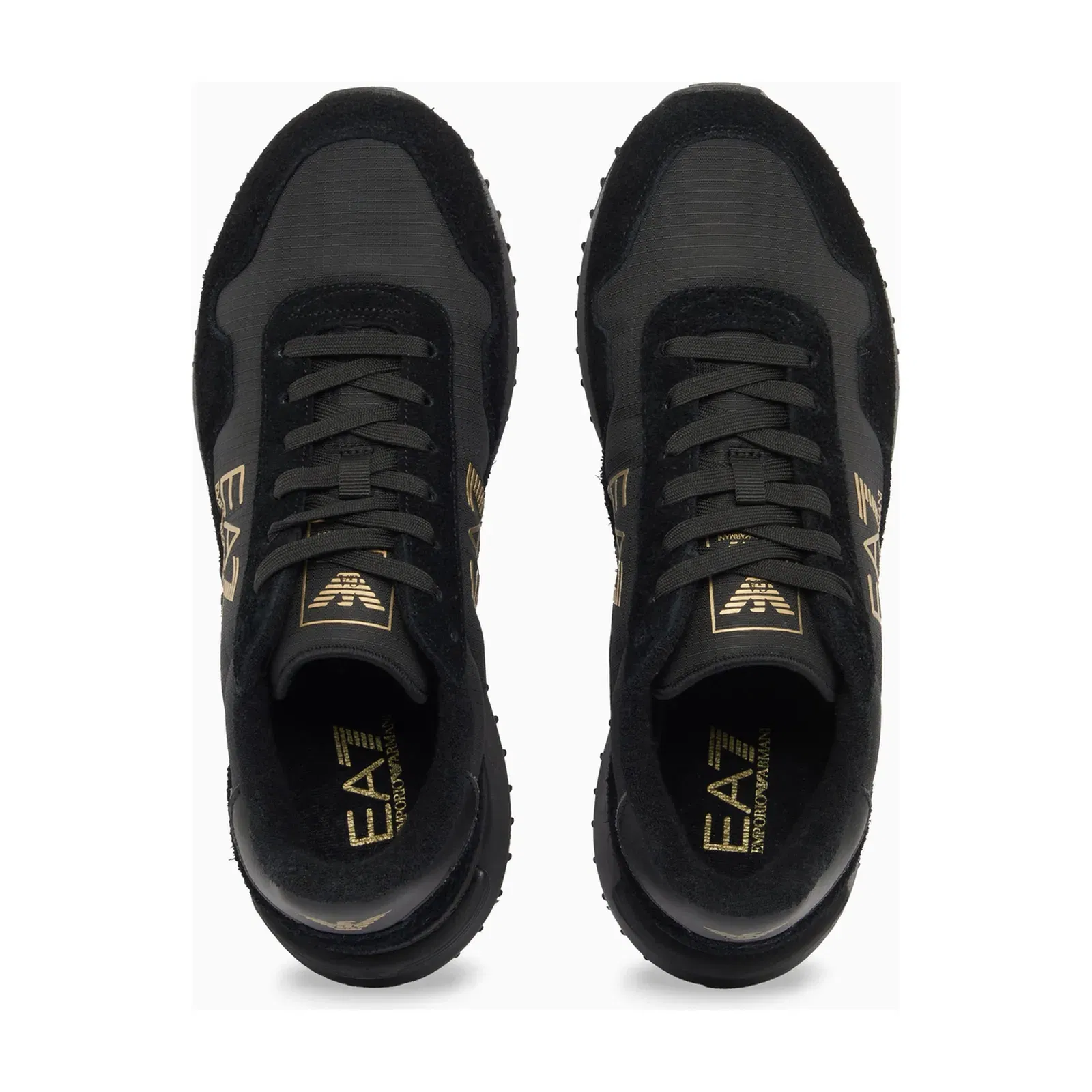 Ea7 Fabric Sneaker With Suede Inserts Vintage Running Black