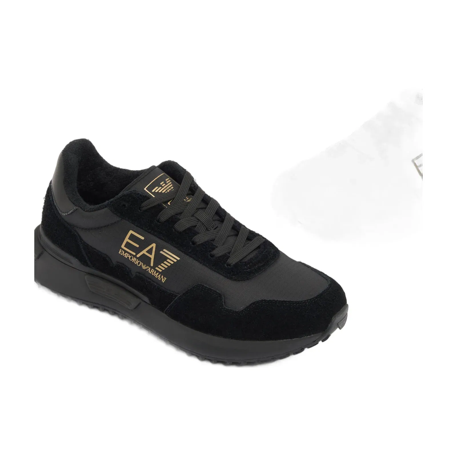 Ea7 Fabric Sneaker With Suede Inserts Vintage Running Black