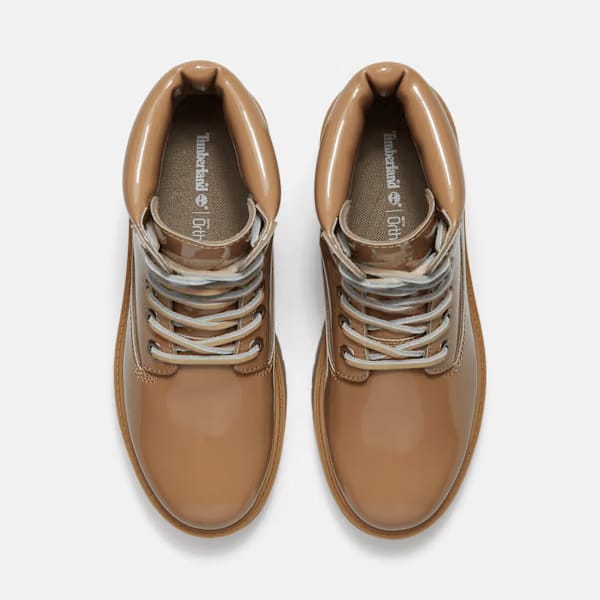 Timberland Stone Street 6-Inch Waterproof Platform Boot Beige Patent Leather Women'S