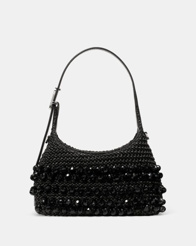 KateSpade 454 Straw Mini Crossbody Bag Black
